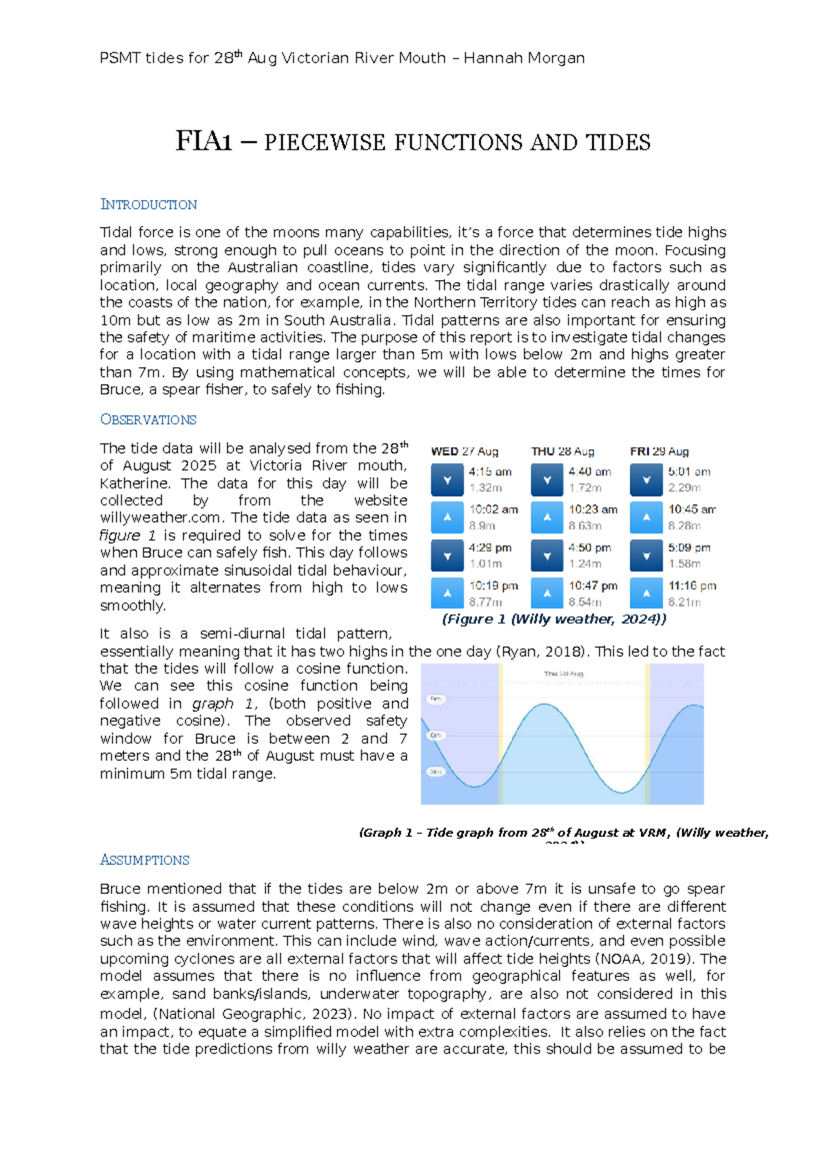 PSMT YR11 20:20 - Tidal Analysis and Piecewise Functions Exemplar - Studocu