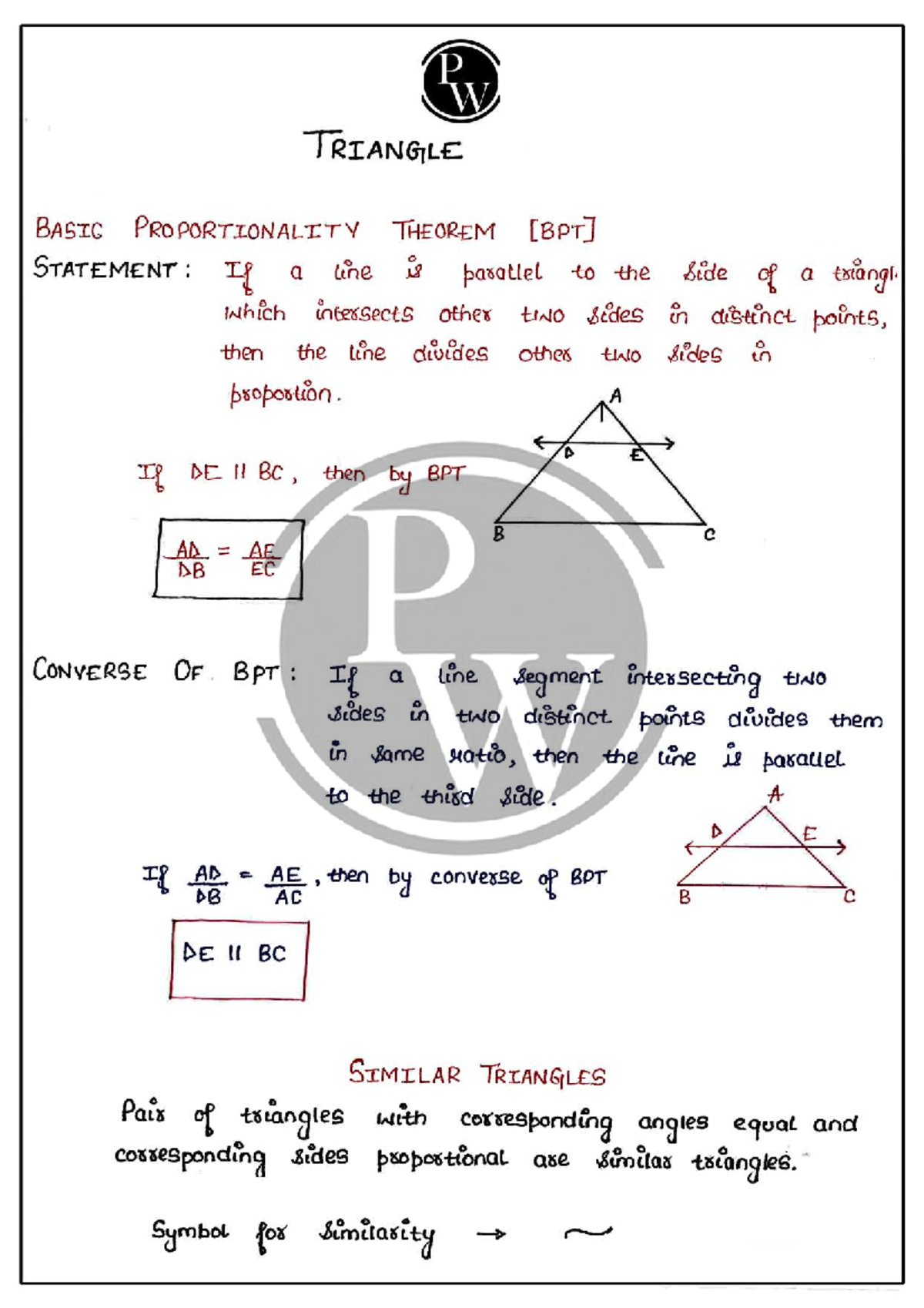 Triangle Basic Proportionality Theorem: Statement & Proofs - Studocu