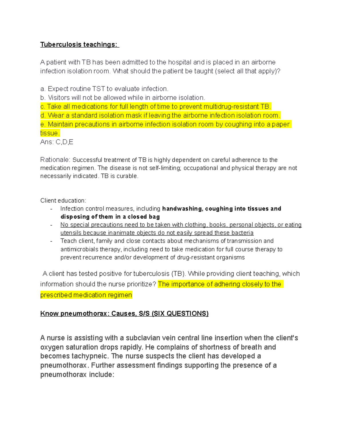 Respiratory Conditions Quiz 2: Focused Nursing Assessments and ...