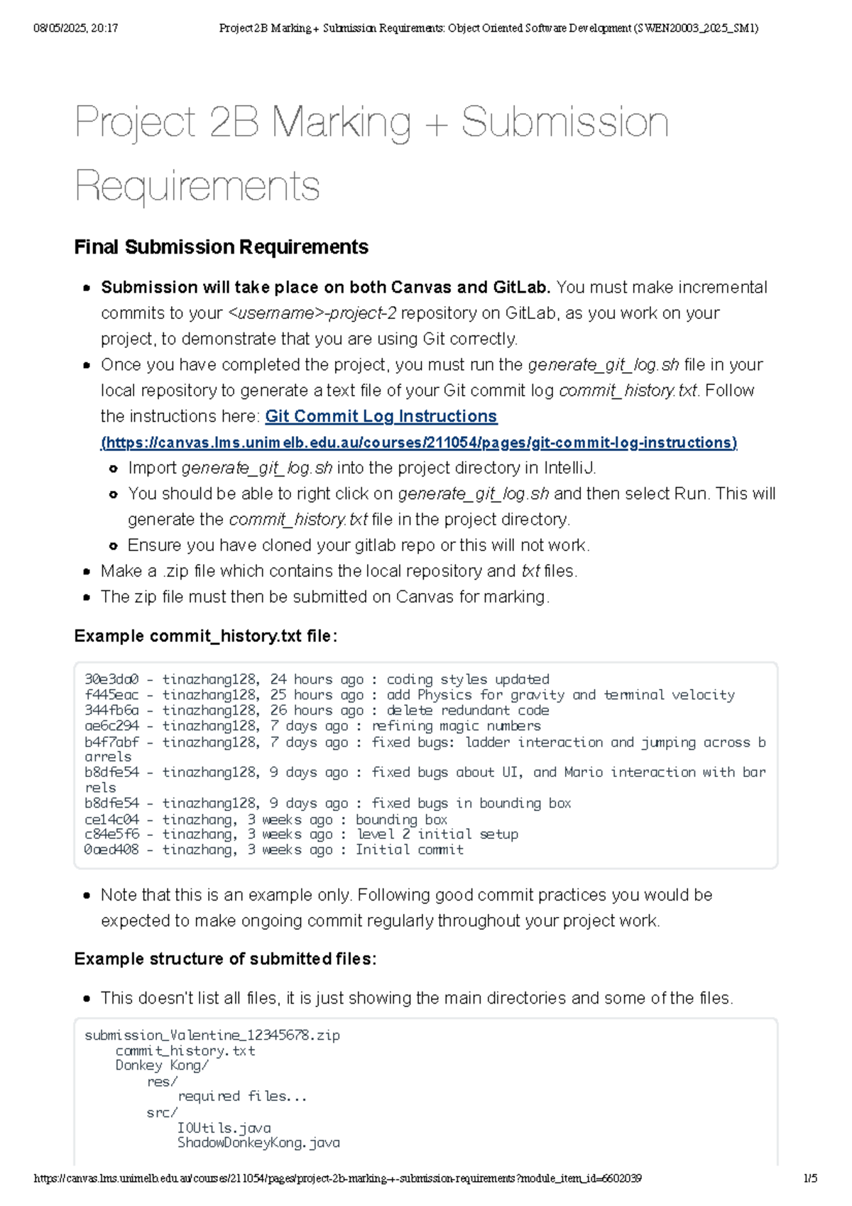 20:17 Project 2B Marking & Submission Guidelines: Object Oriented ...