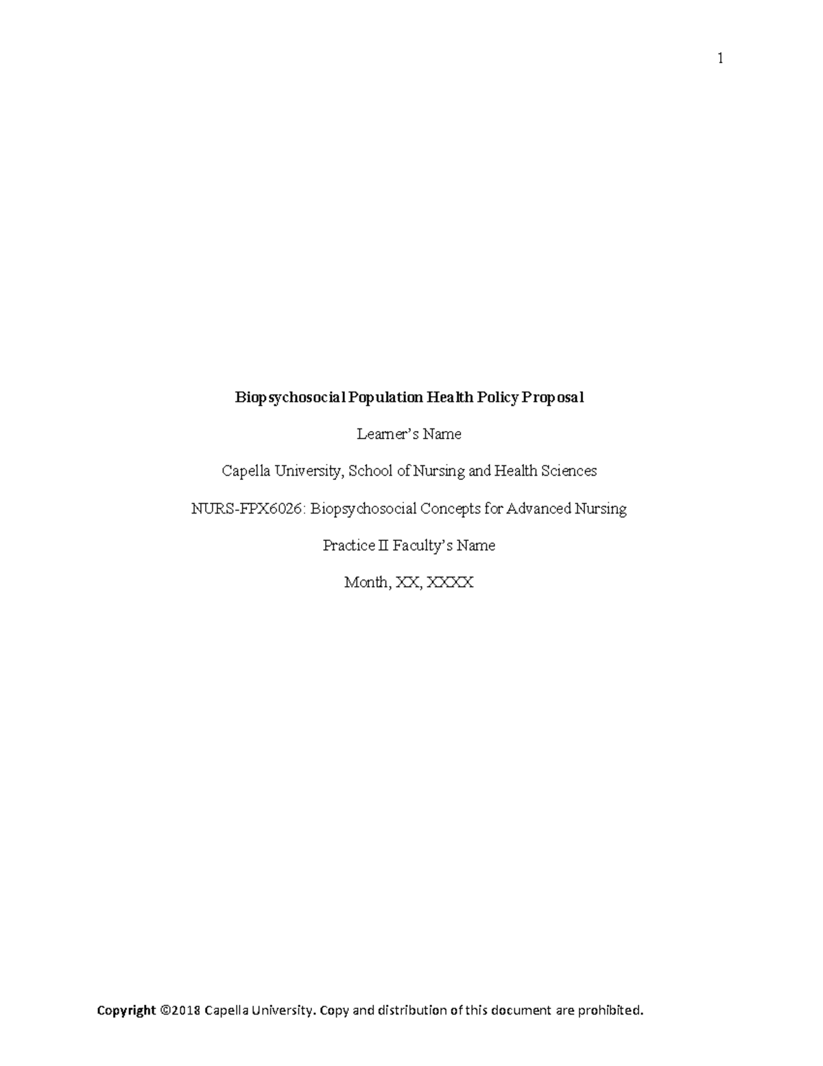 Biopsychosocial Policy Proposal on Opioid Use in Veterans (NURS 2 ...