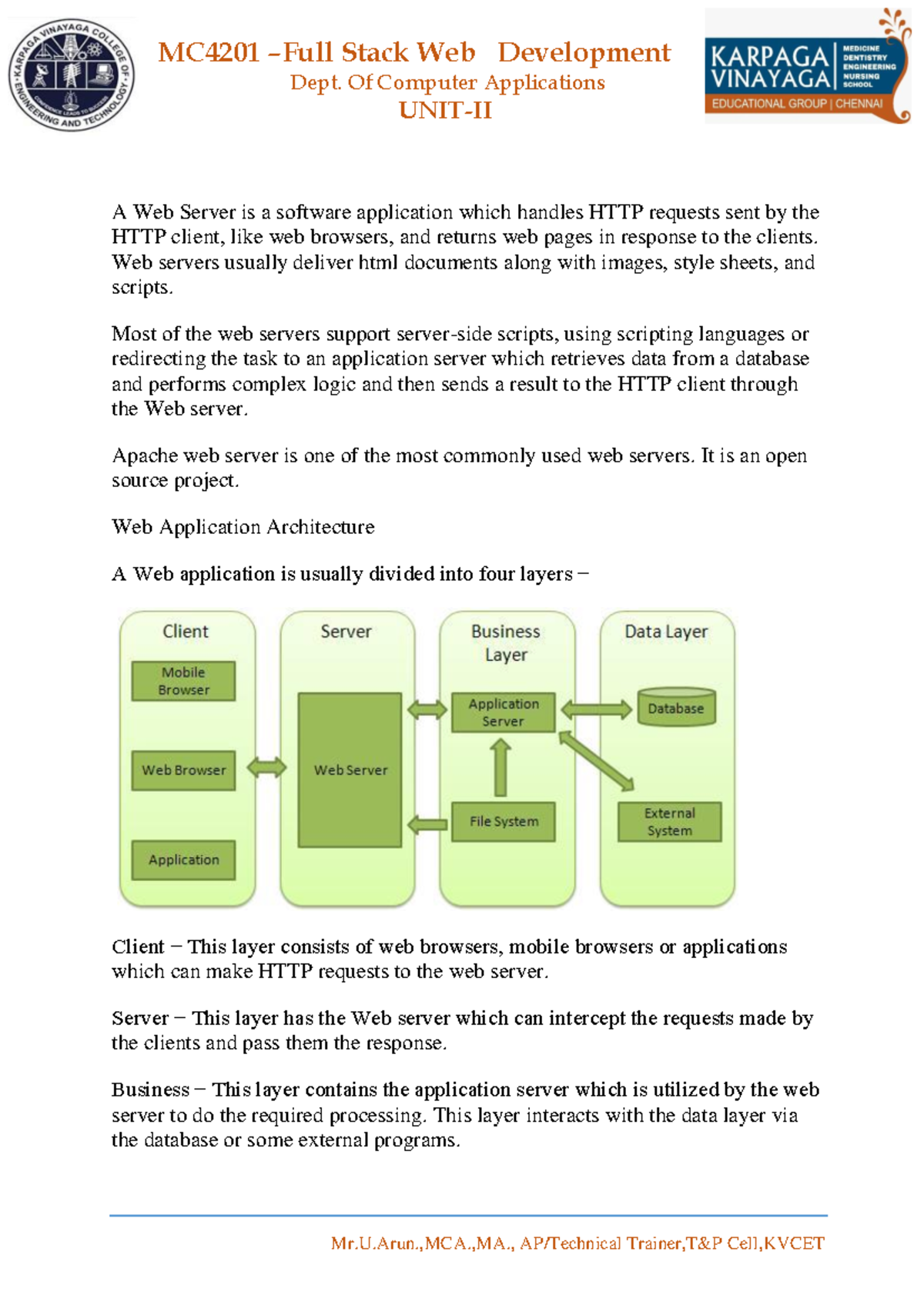 MC4201 Stack Web Development: Web Server & Express Framework Notes ...
