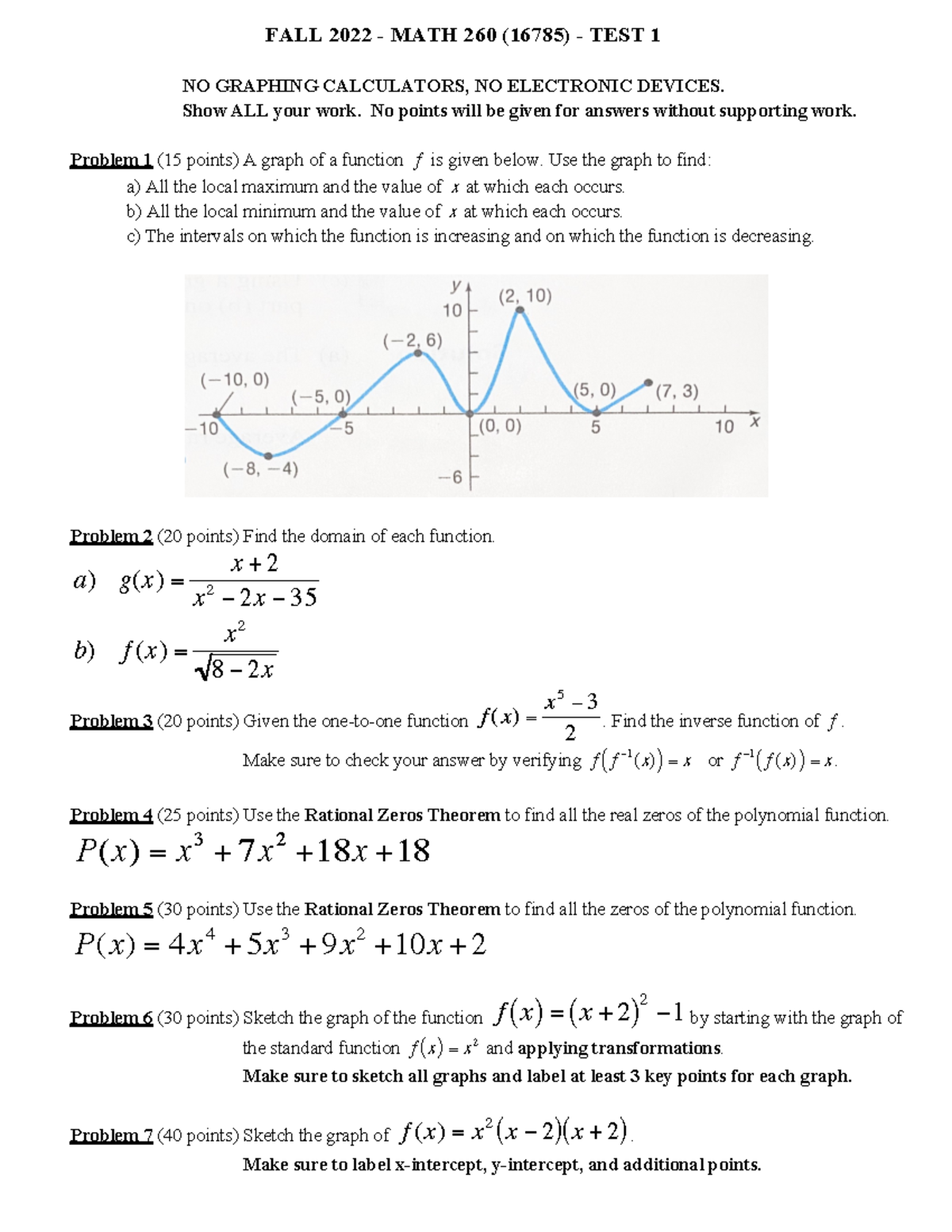 MATH 260 - Fall 2022 Test 1 Questions by Prof. Ha Nguyen - Studocu