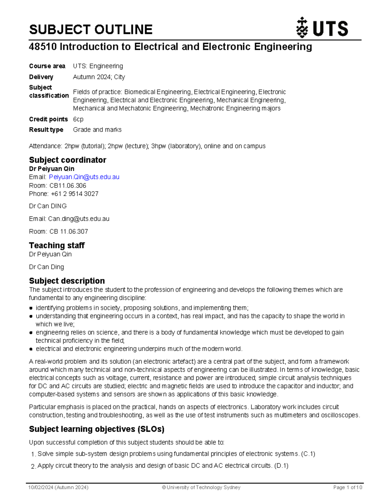 48510-AUT-2024 Introduction to Electrical & Electronic Engineering ...