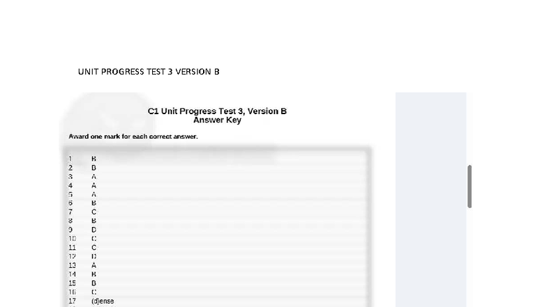 C1 Unit Progress Test 3, Version B Answer Key - Studocu