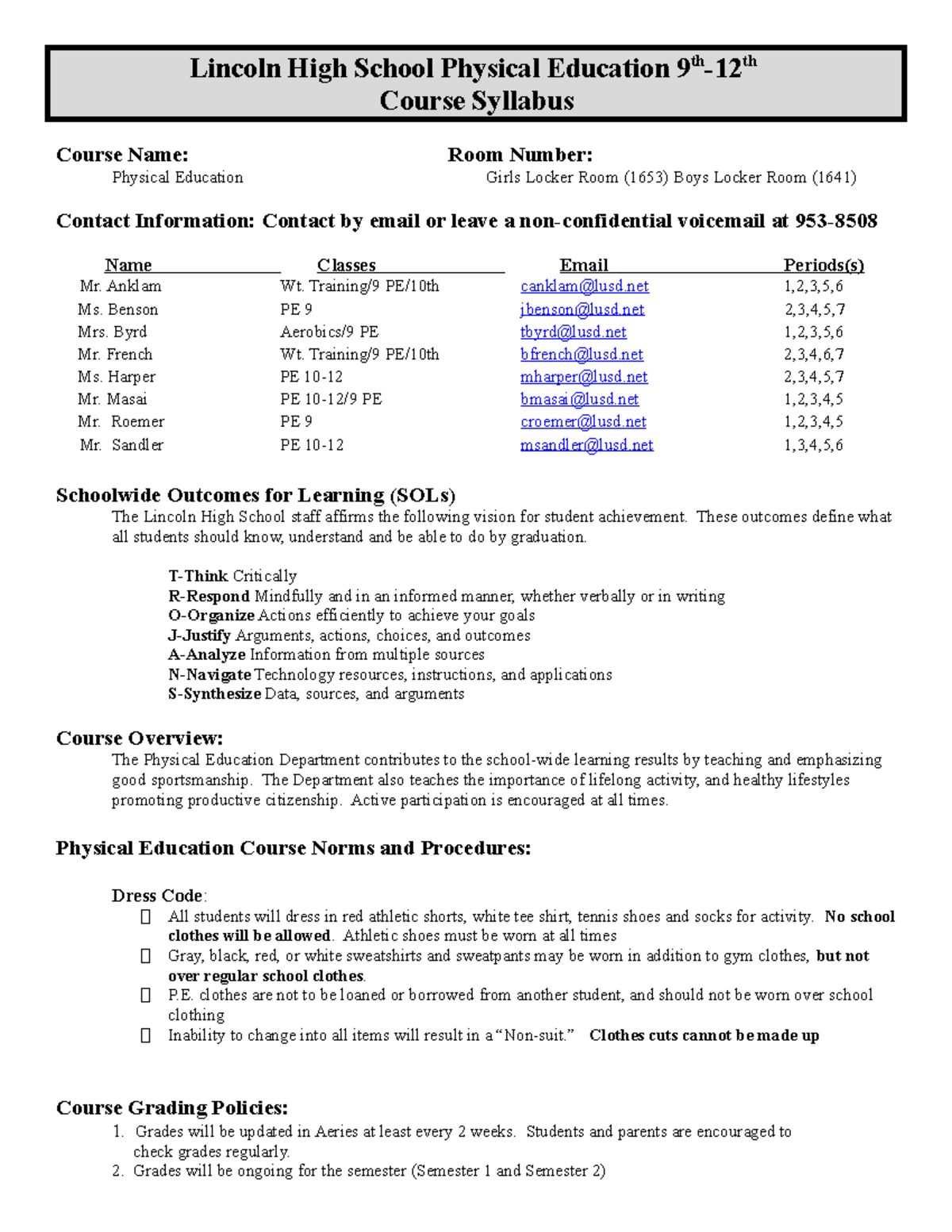 PE 9 Course Syllabus 2021-22: Essential Info for Exams and ...