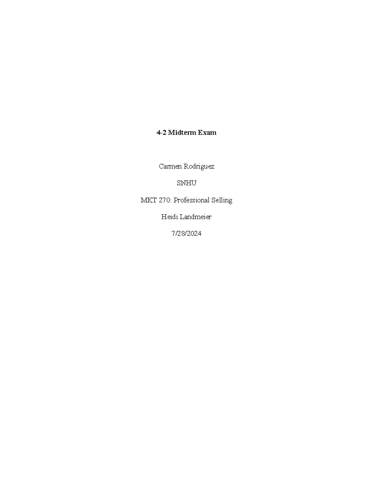 MKT 270 Midterm Exam: Insights on Professional Selling Techniques - Studocu