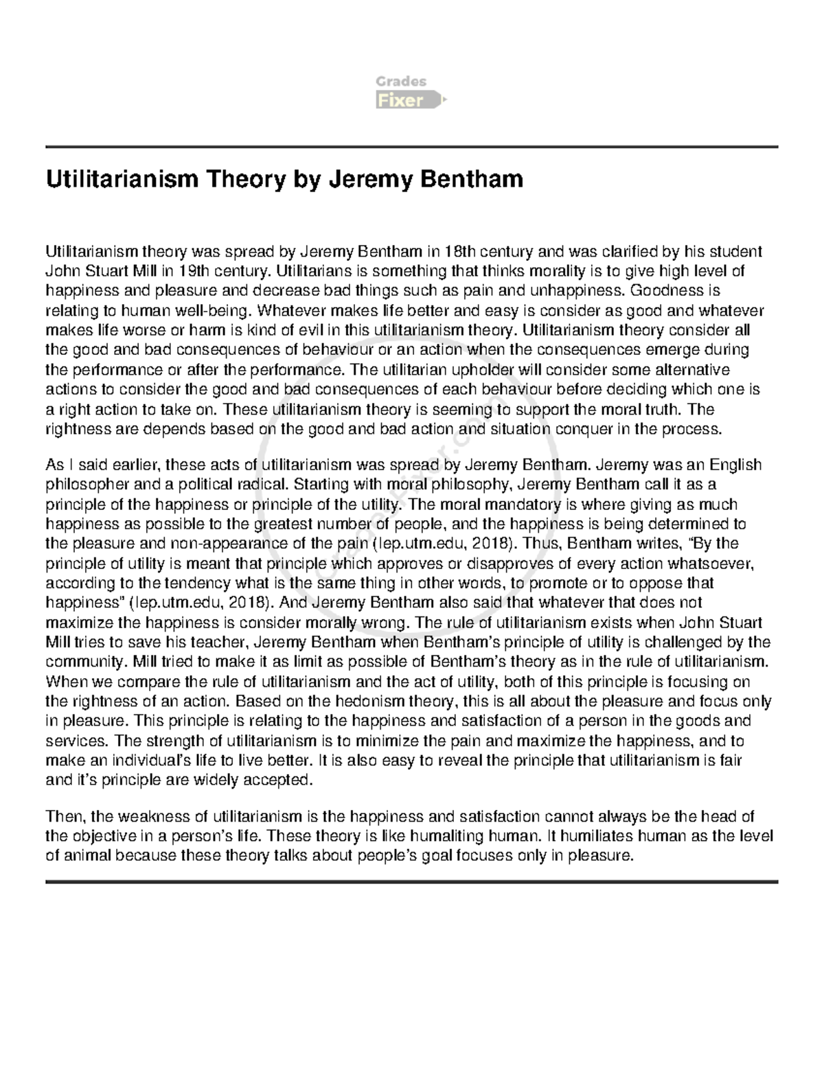 Utilitarianism Theory: An Overview of Bentham and Mill's Perspectives -  Studocu, image size:1200x1553