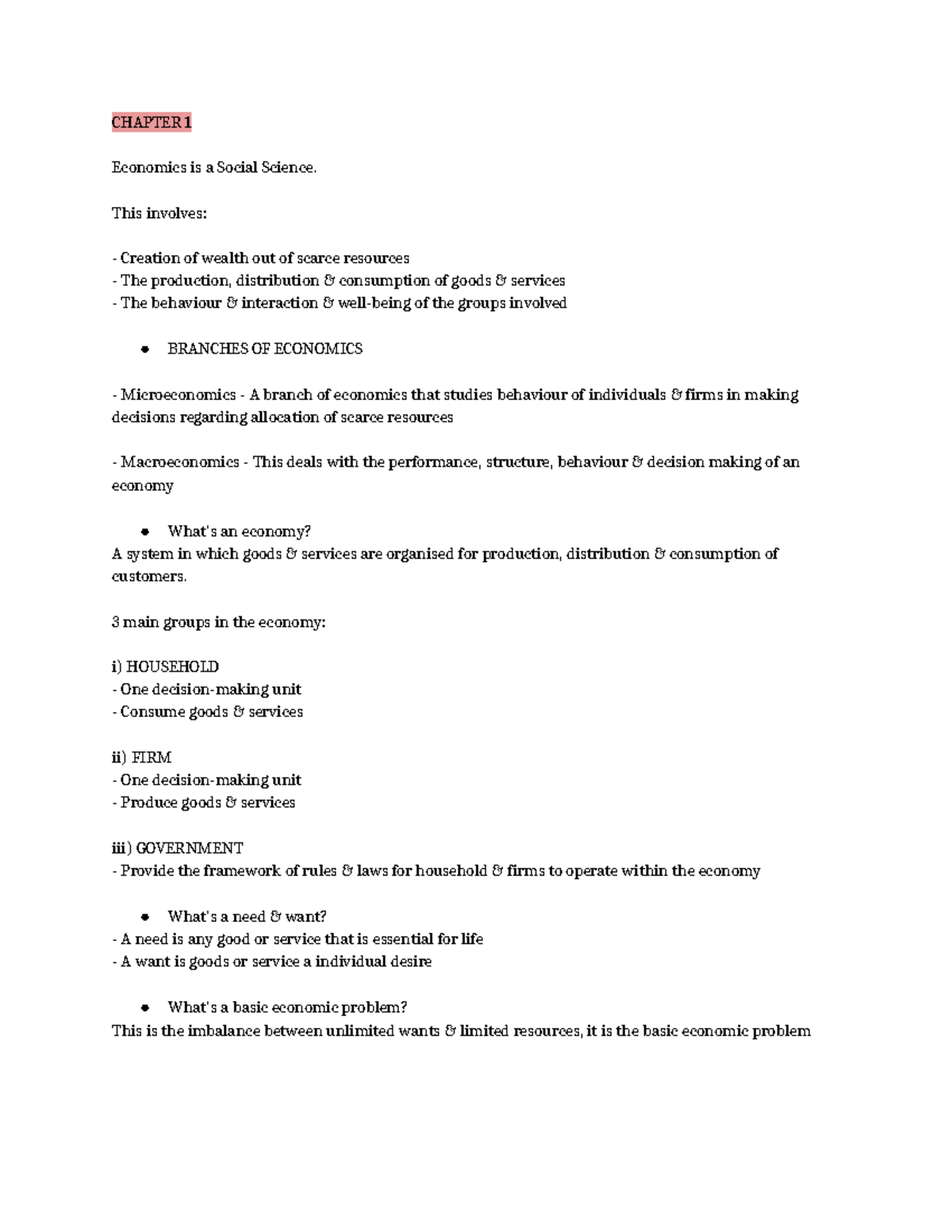 Econ 101: Chapter Summaries and Key Concepts Notes - Studocu