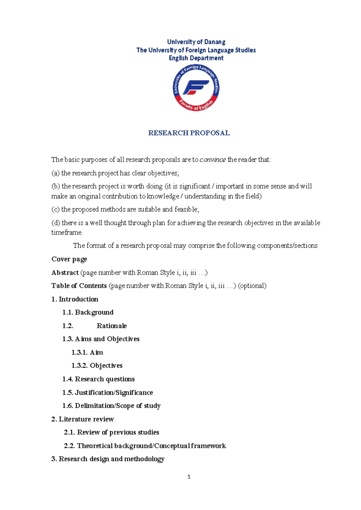 Research Proposal Guidelines for English Department (ENG 101) - Studocu