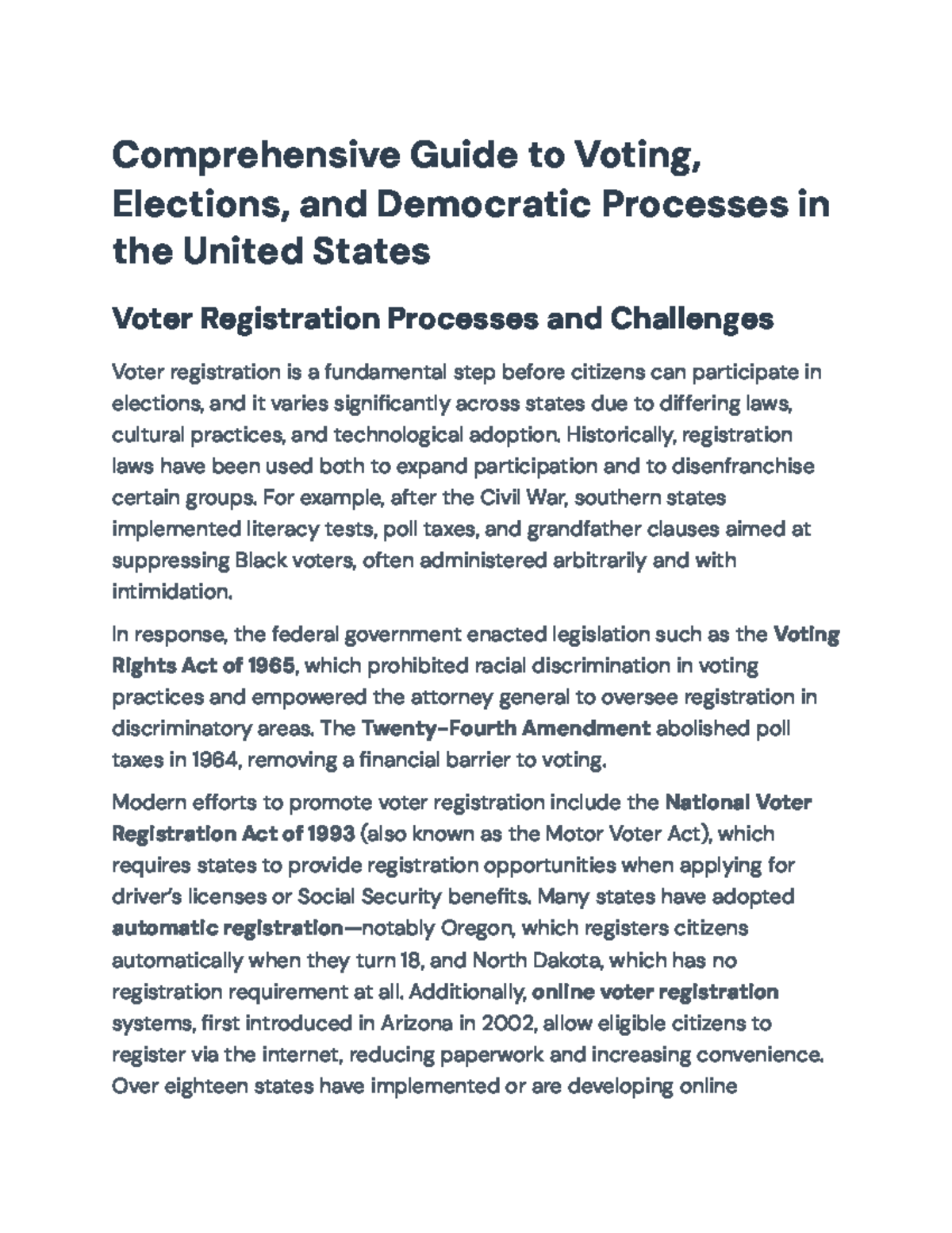 Comprehensive Overview of U.S. Voting & Election Processes - Studocu