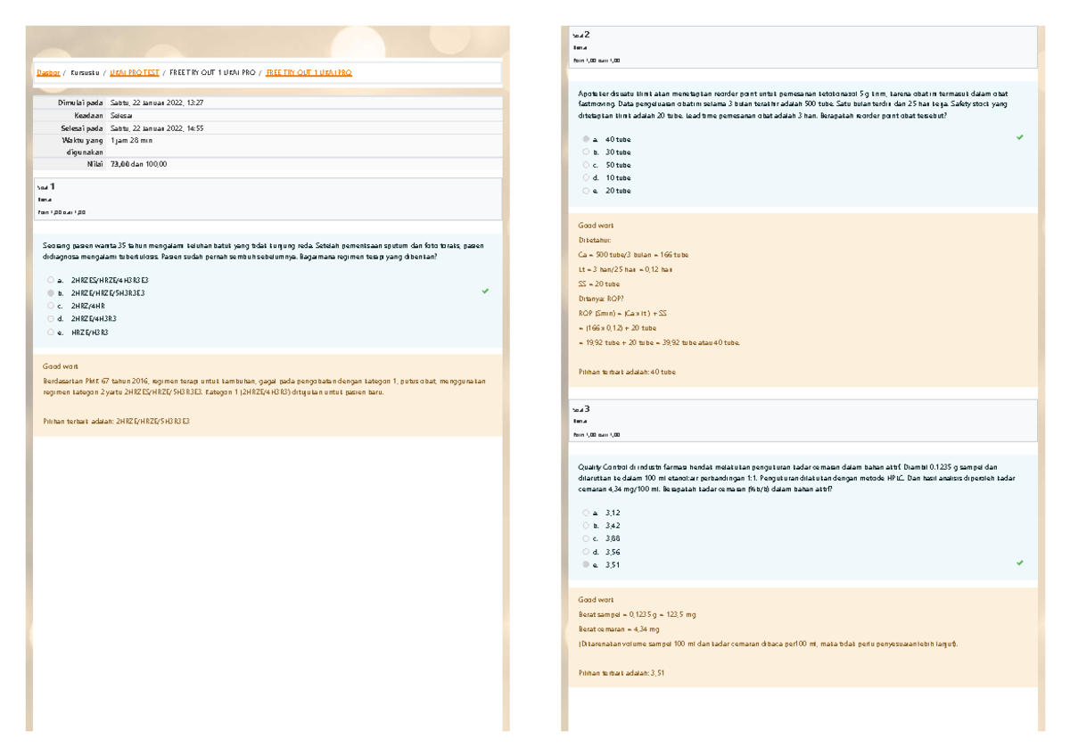 FREE TRY OUT 1 UKAI PRO - Soal dan Pembahasan UKAI PRO 2022 - Document Preview