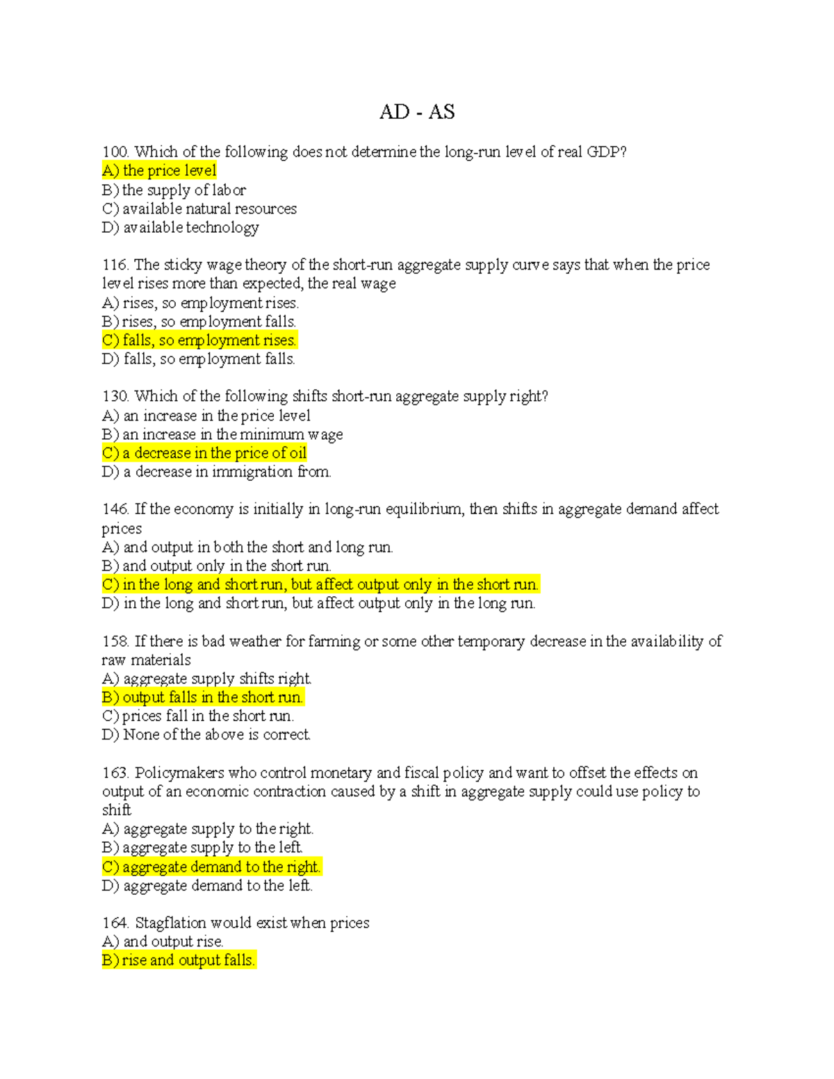 AD AS 100: Aggregate Demand and Supply Concepts - Chap 33 Notes - Studocu