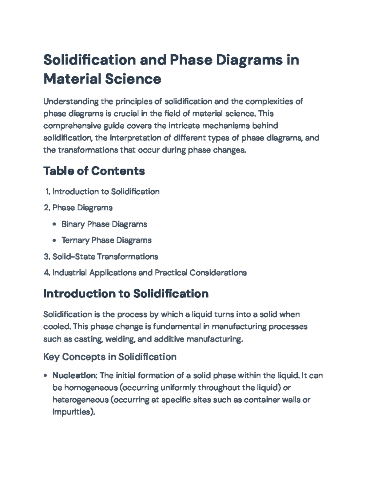 Solidification Principles and Phase Diagrams in Material Science ...