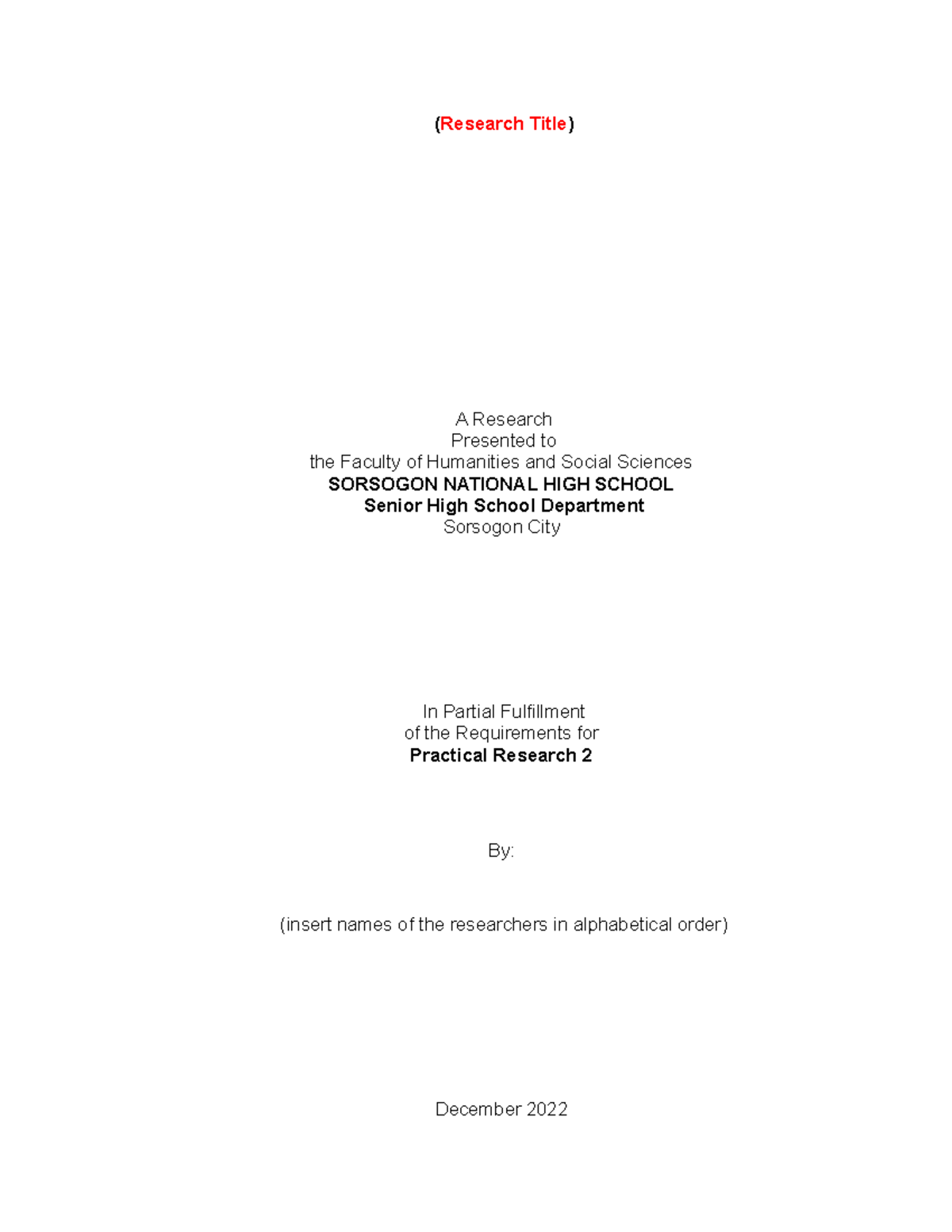 Research Title and Format Guidelines for Inquiry, Investigation ...