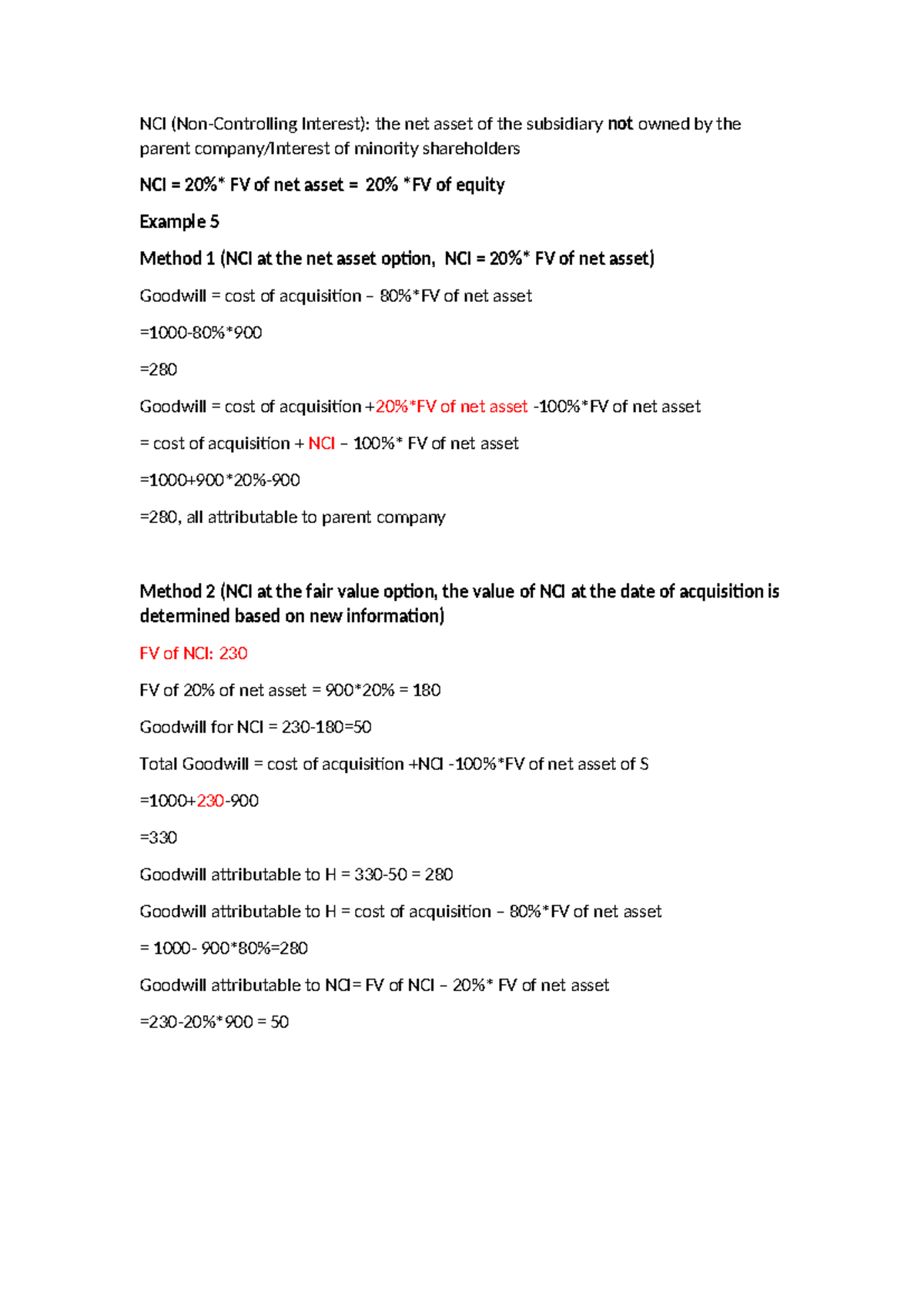 Week2 notes - NCI (Non-Controlling Interest): the net asset of the ...