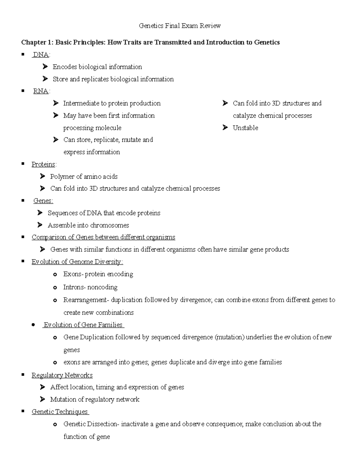 Genetics Final Exam Review Notes: Key Concepts & Principles - Studocu