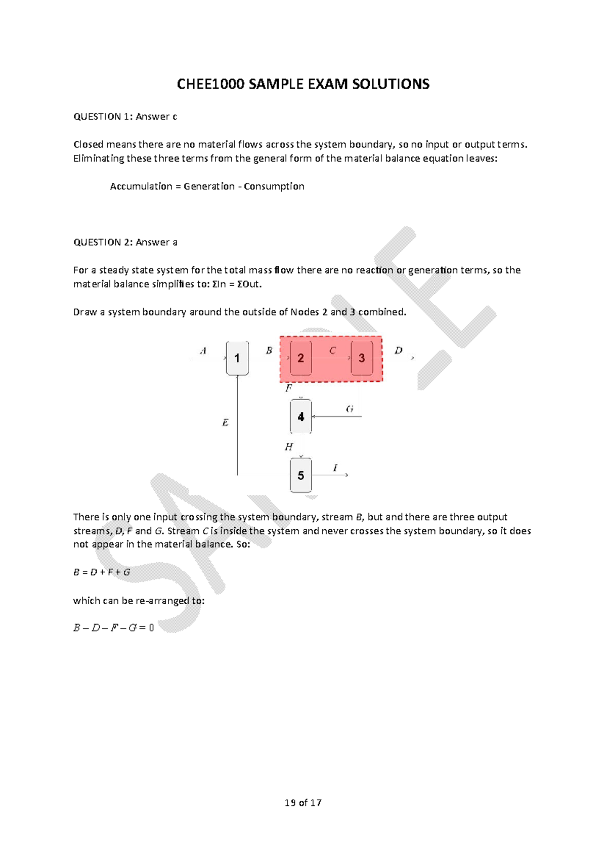CHEE1000 2024 Mid-Sem Exam Sample Solutions and Analysis - Studocu
