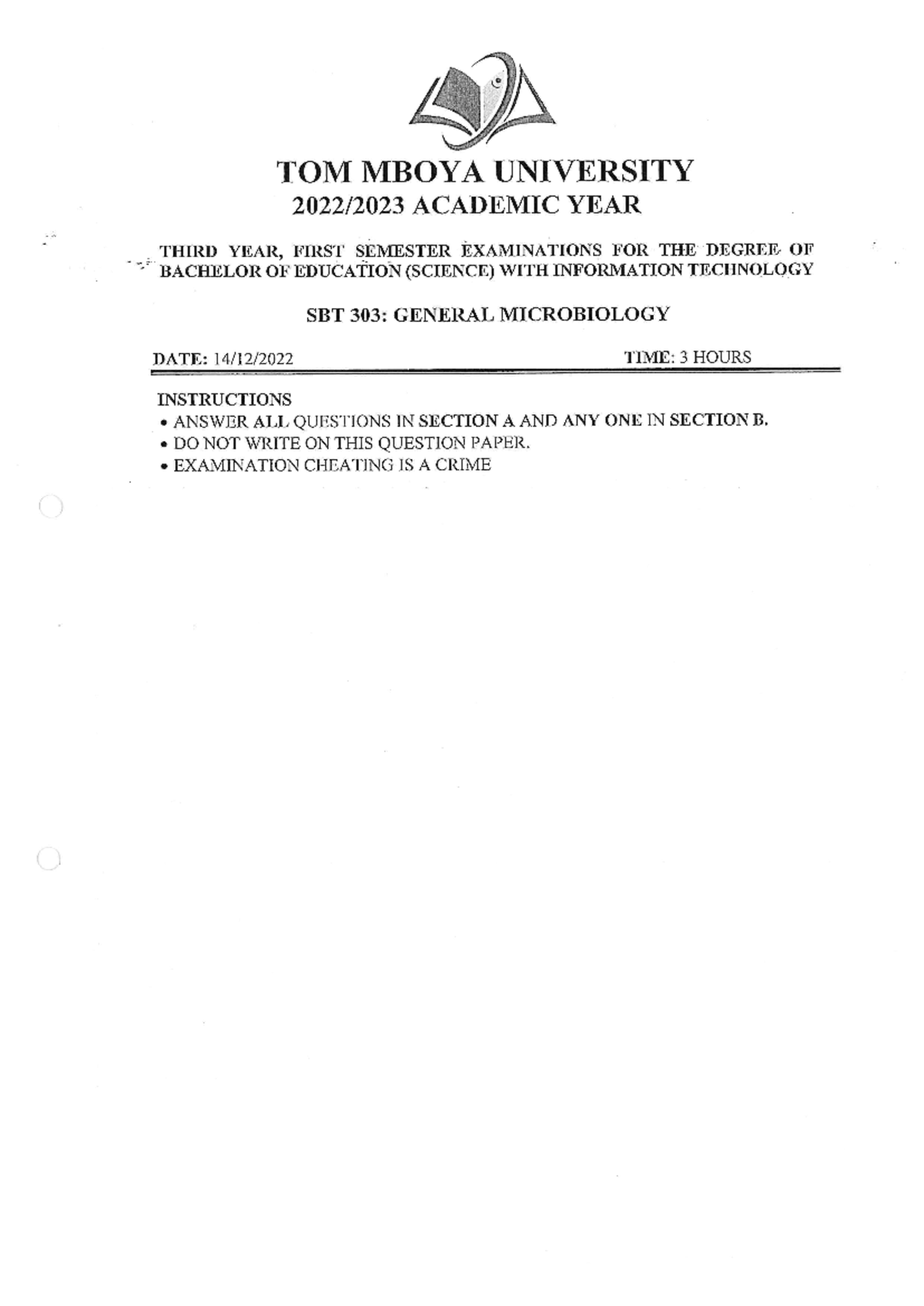 SBT 303 - Comprehensive Notes for Botany Course - Studocu