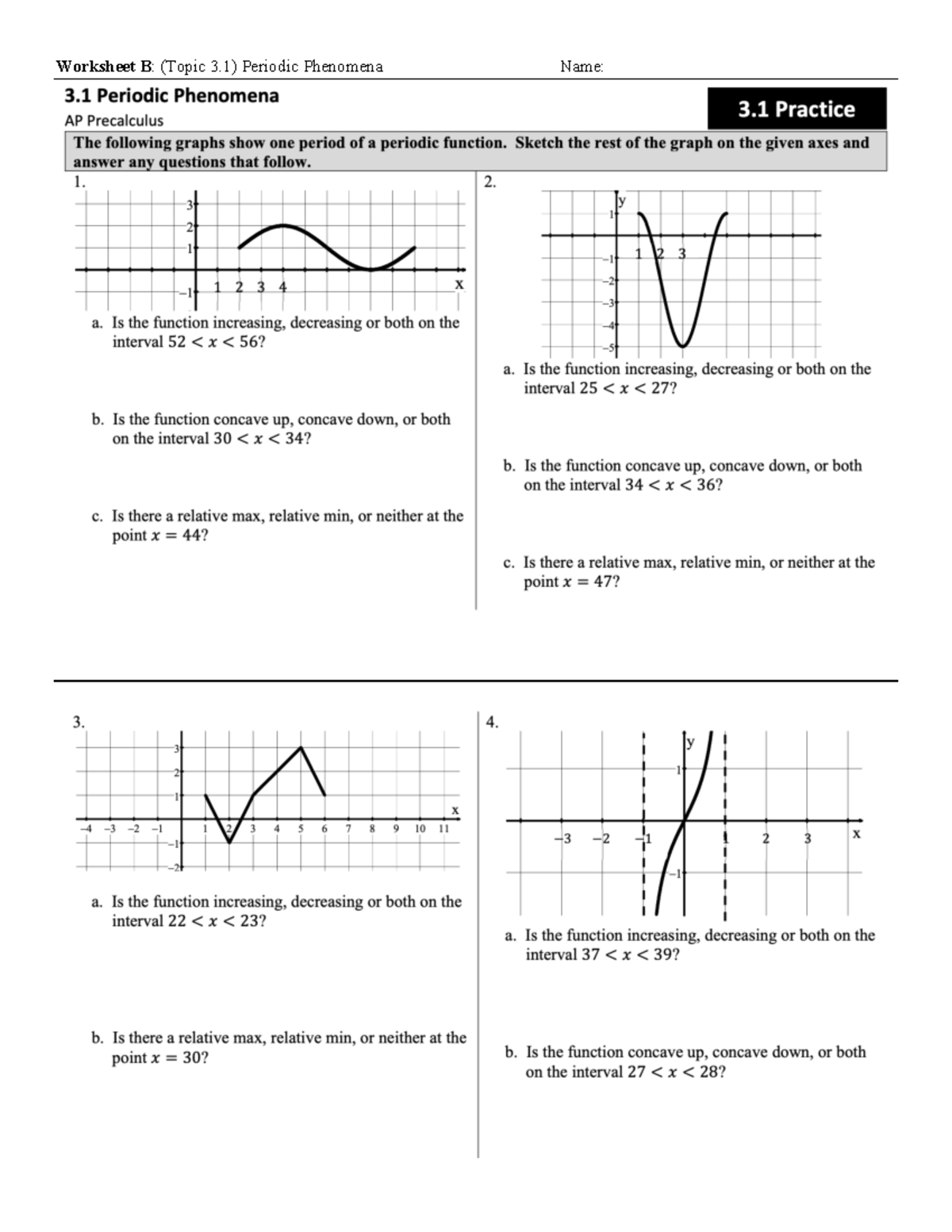 Periodic Phenomena HW B Practice Worksheet for AP Precalculus - Studocu