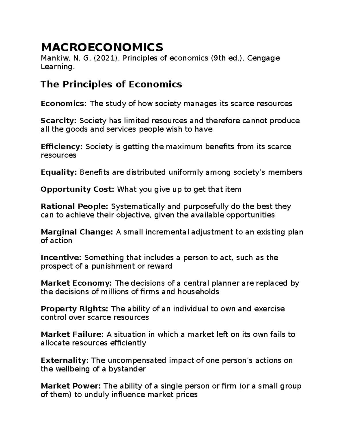 Macroeconomics - Chapter 1 Notes on Economic Principles - Studocu