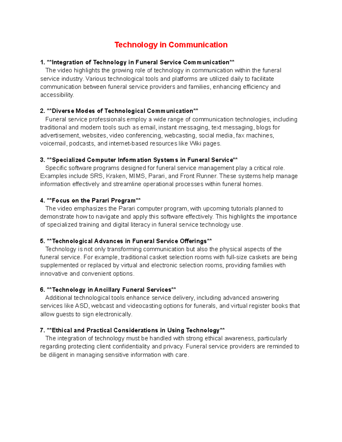 Technology in Funeral Service Communication: Ethical & Practical ...