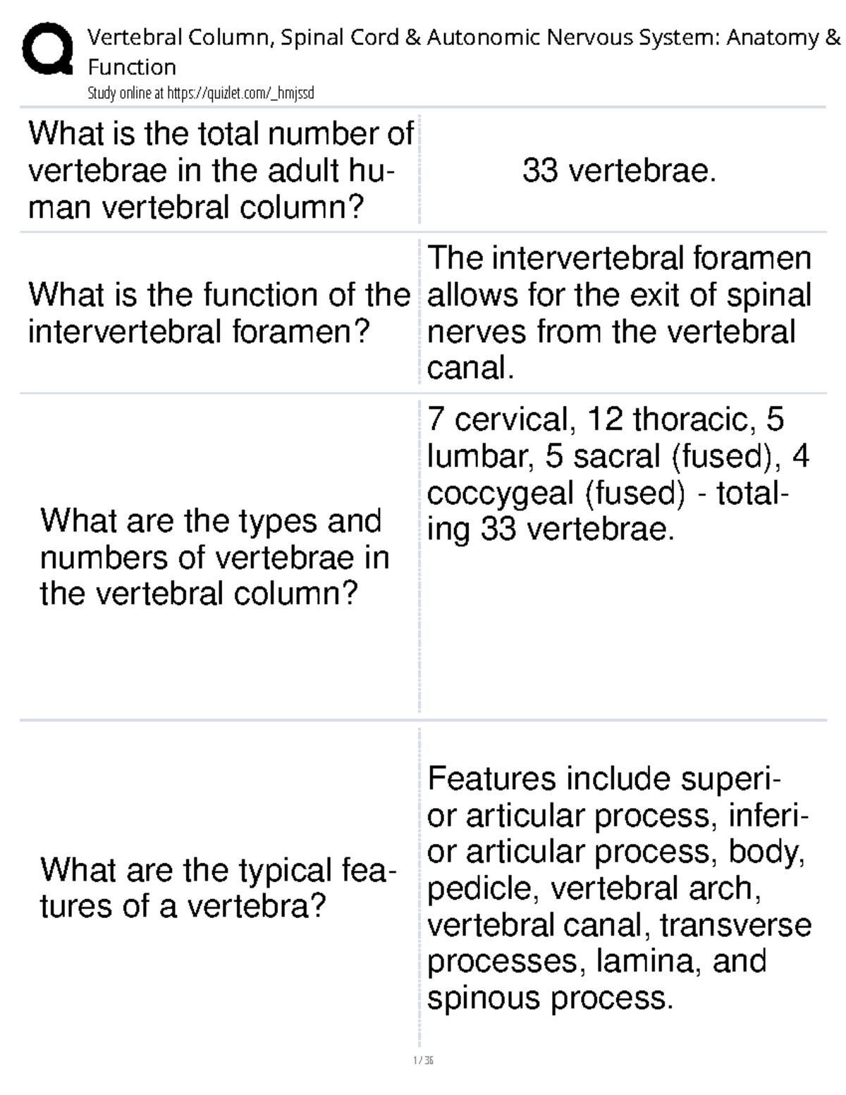 Vertebral Column & Autonomic Nervous System: Anatomy & Function Study ...