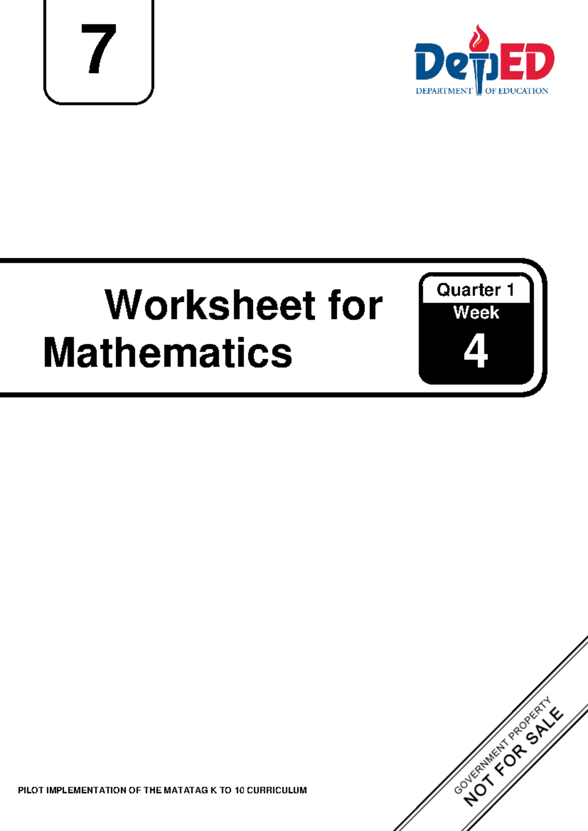 WS Mathematics 7 Q1 Week 4 Learning Activity Sheet on Percentages - Document Preview