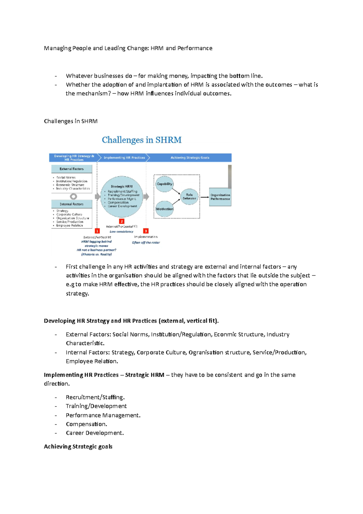 Lecture 2 - Strategic HRM and Performance Outcomes Analysis - Studocu