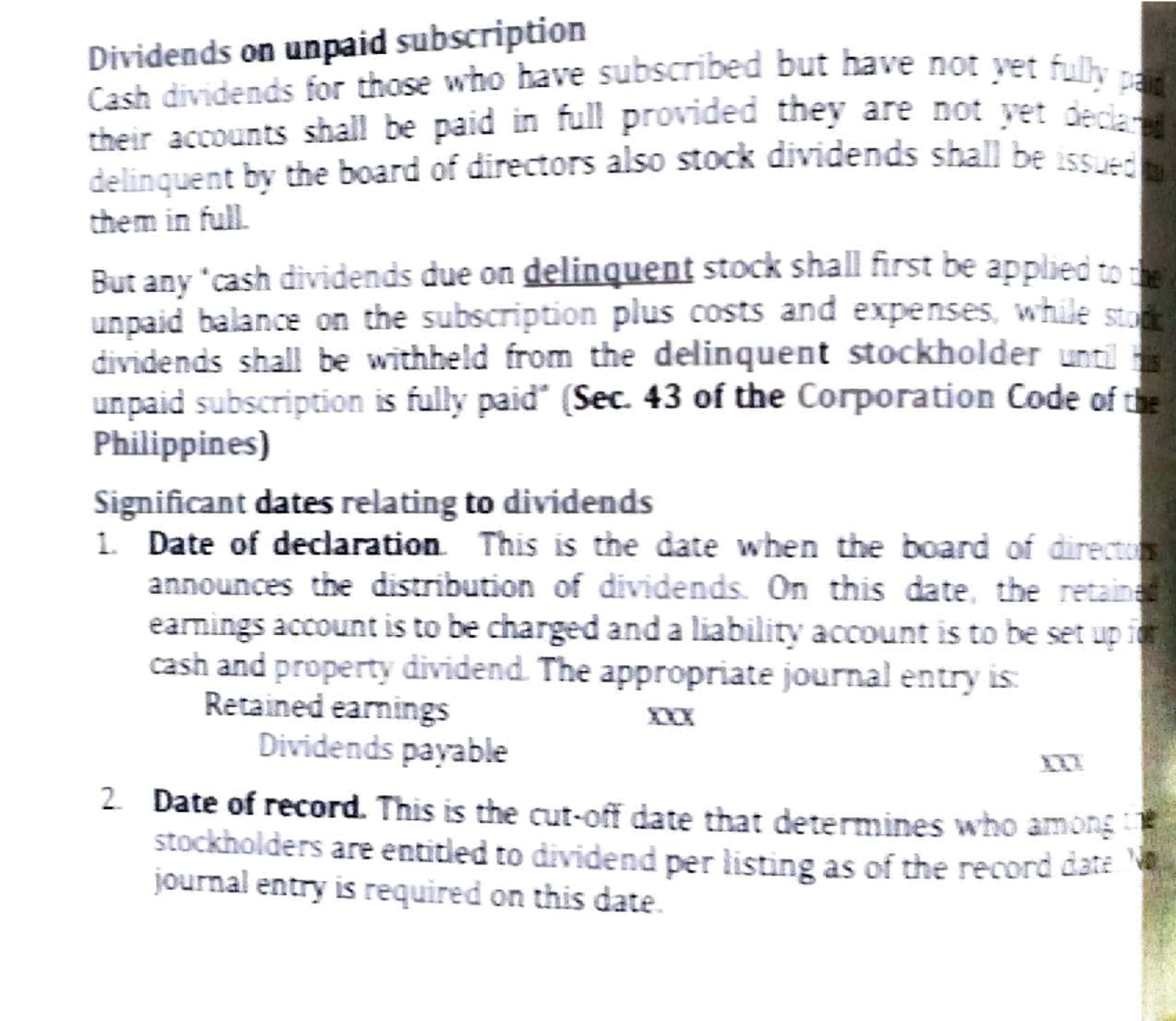 Dividends on Unpaid Subscriptions: Key Dates and Regulations - Studocu