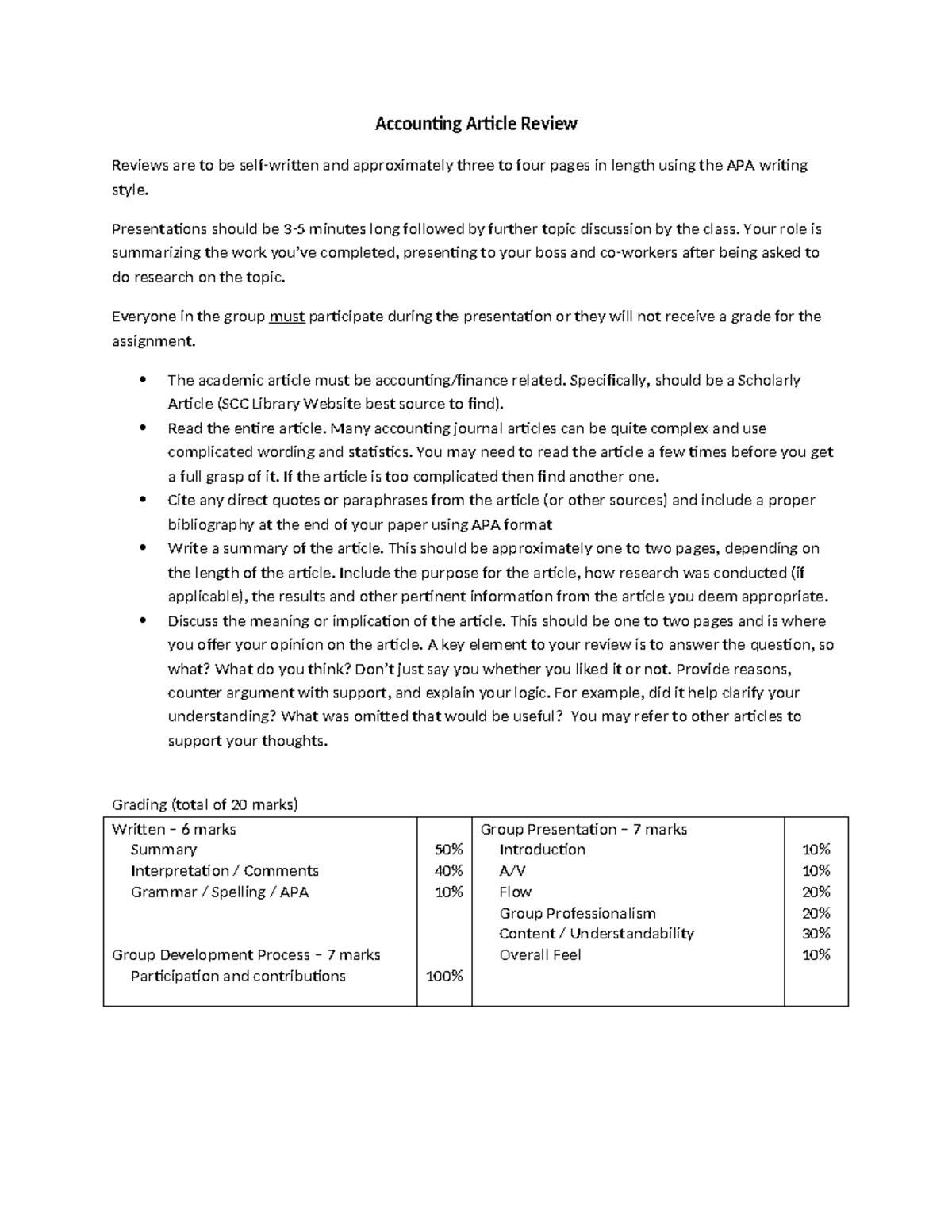 ACC 101: Article Review Guidelines and Requirements - Studocu