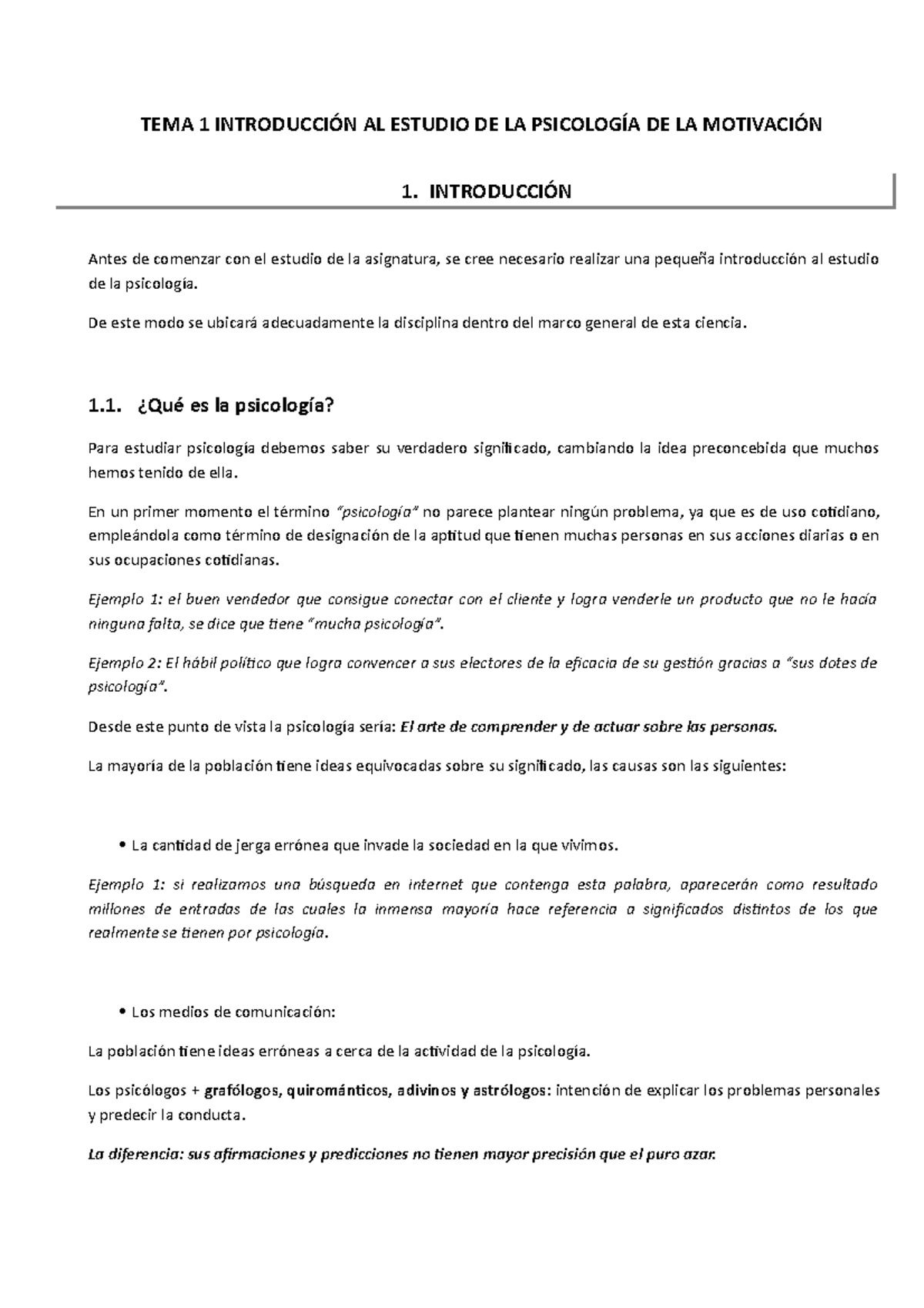 Tema 1 - Introducción al Estudio de la Psicología de la Motivación ...