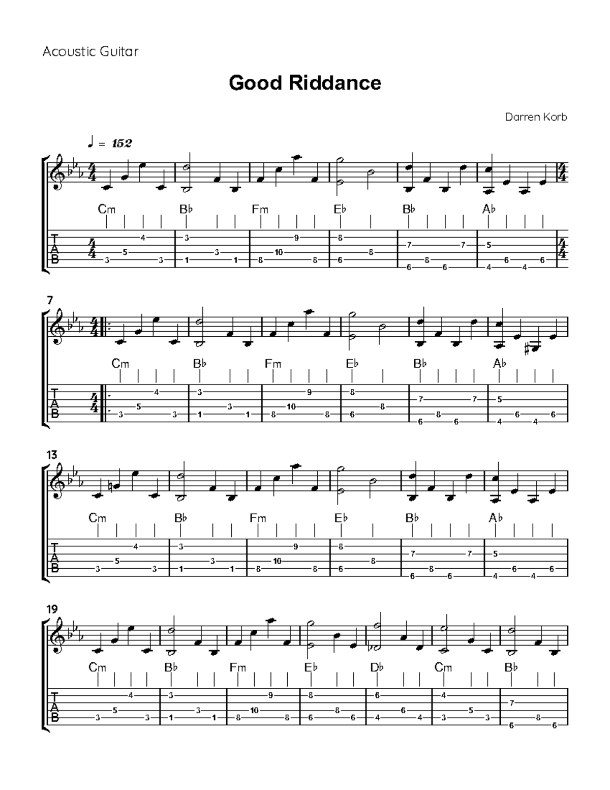 Good Riddance Guitar Chords - Music Class Notes - Studocu