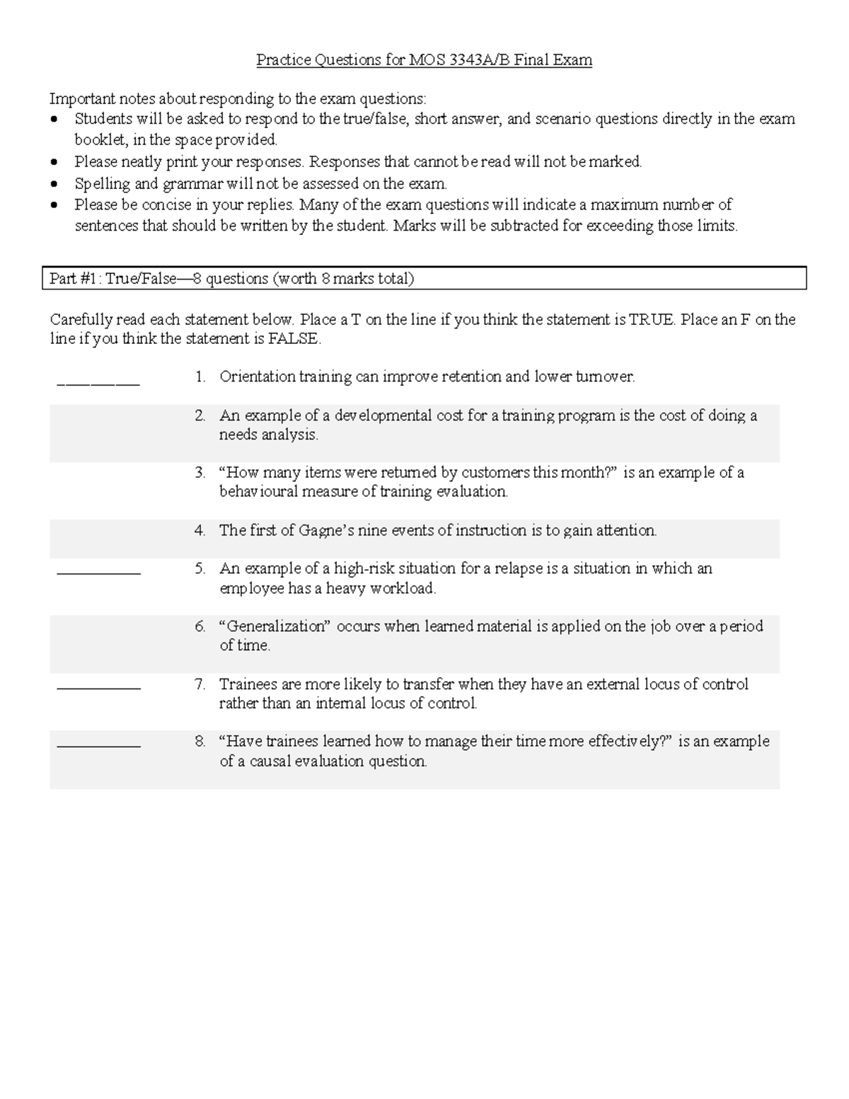 Practice Questions for MOS Final Exam: Key Insights and Tips - Studocu