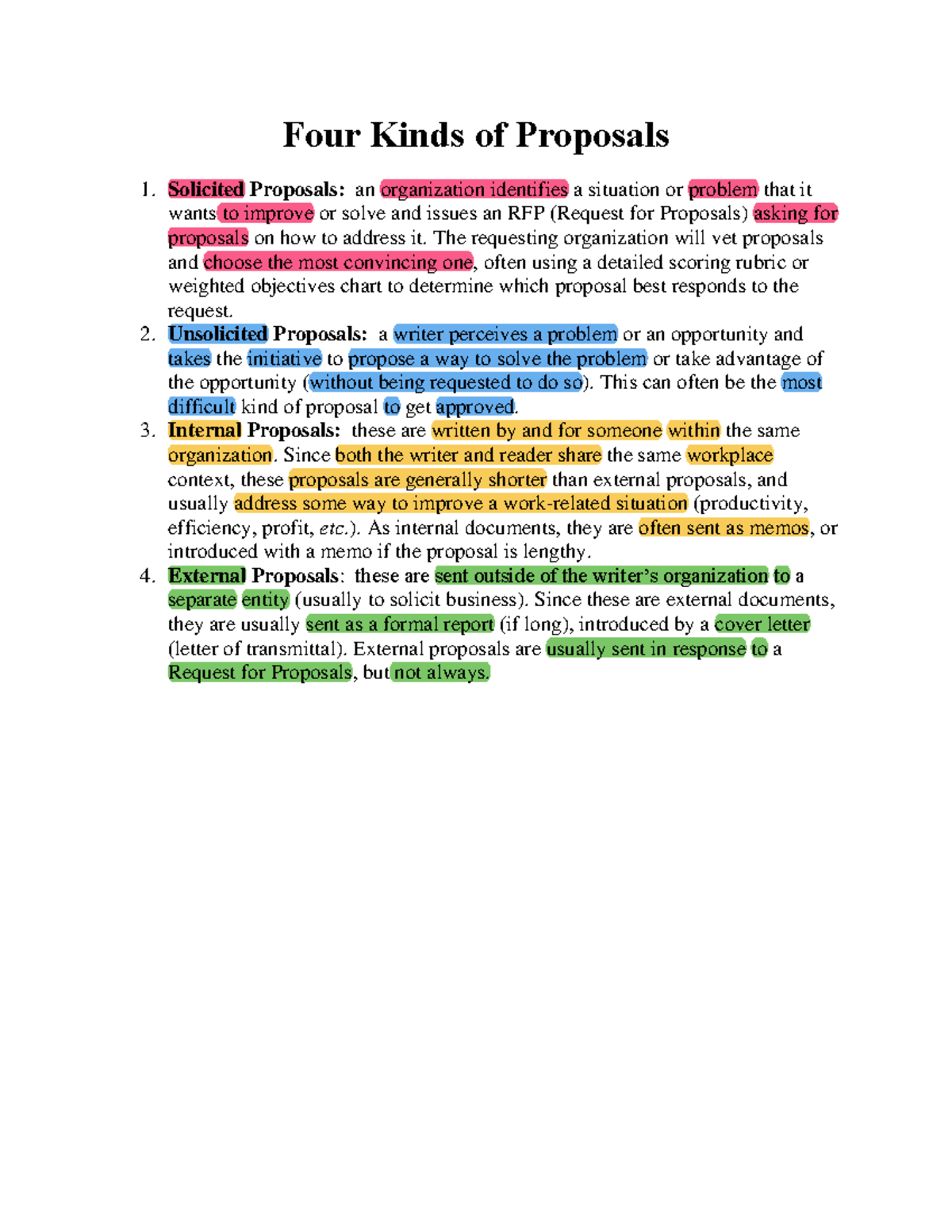 Four kinds of proposals: solicited, unsolicited, internal, and external ...