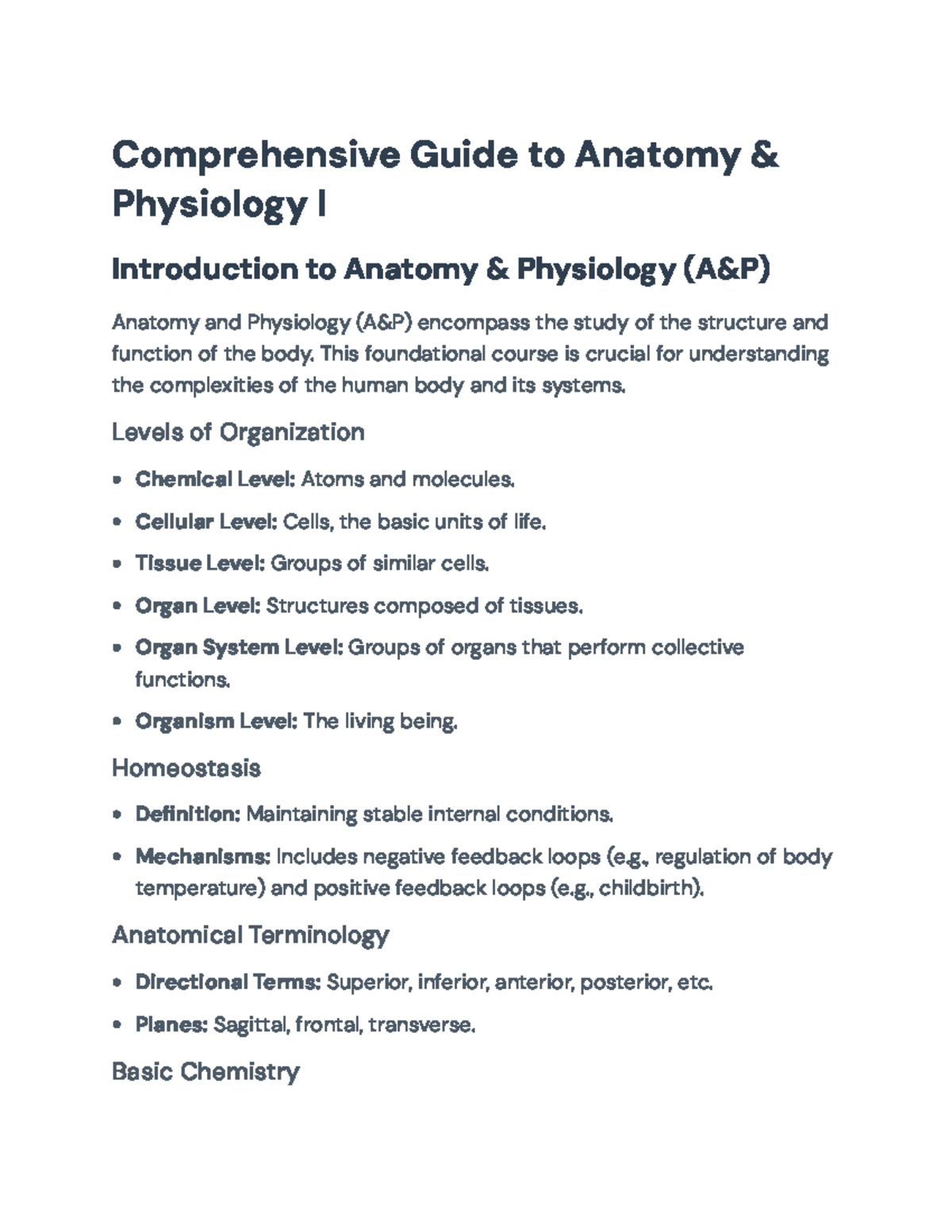 Comprehensive Guide to Anatomy & Physiology I: Key Concepts and Systems ...