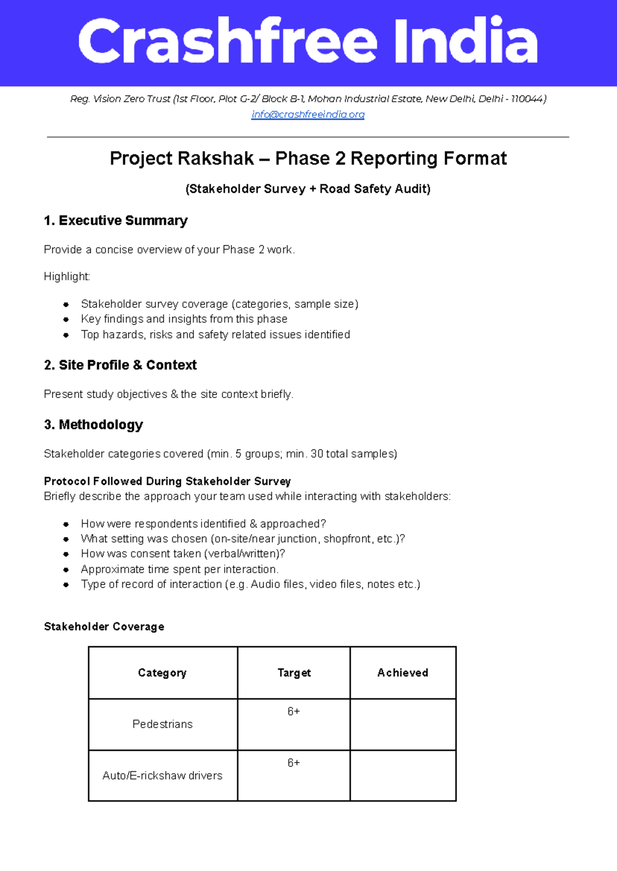 Phase 2 Reporting Format: Stakeholder Survey for Vision Zero Trust ...