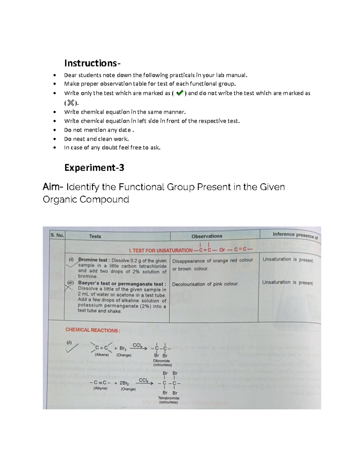 Practical work part 2 - Instructions- • Dear students note down the ...