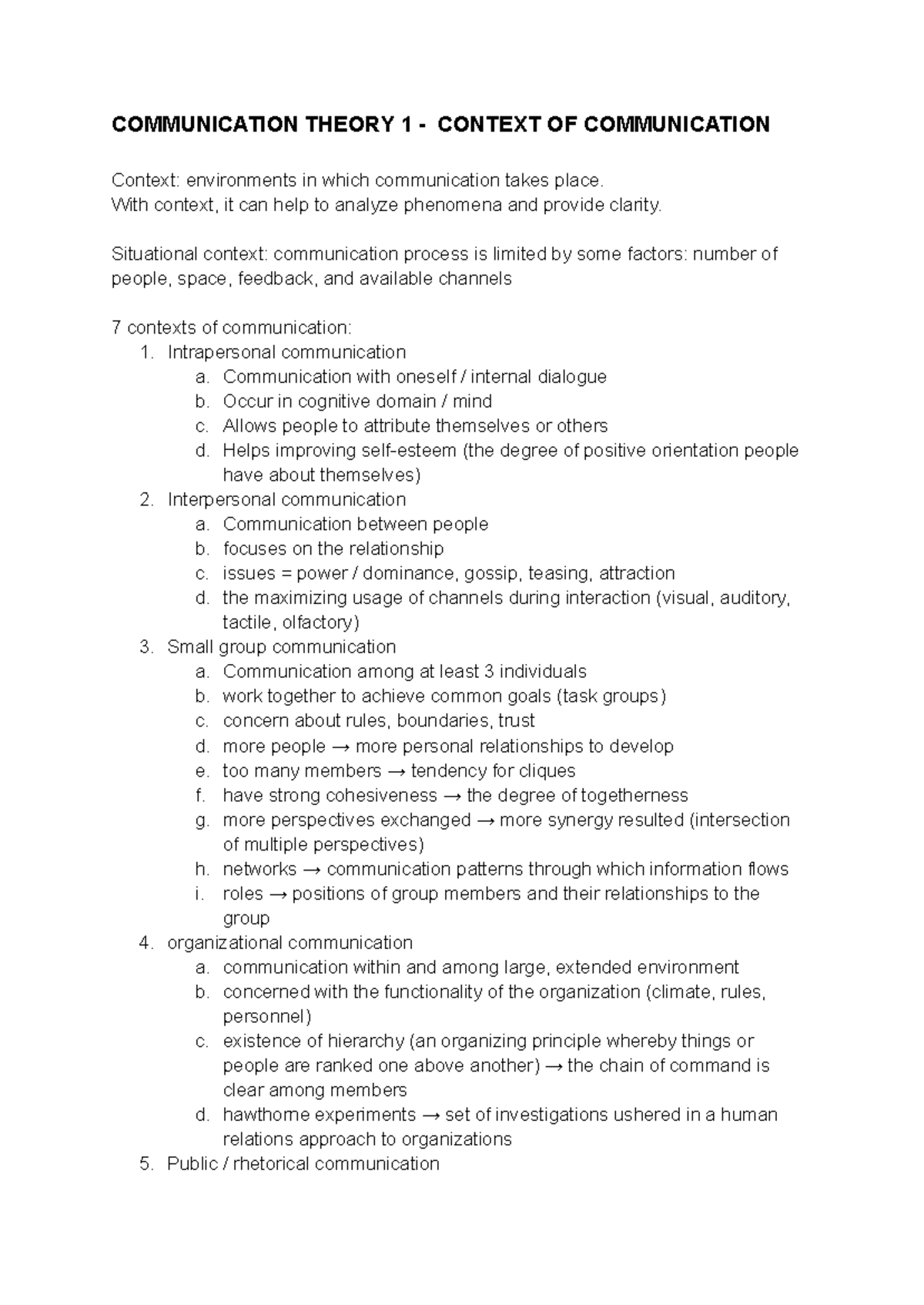 Communication Theory 1 - Understanding the Contexts of Communication ...