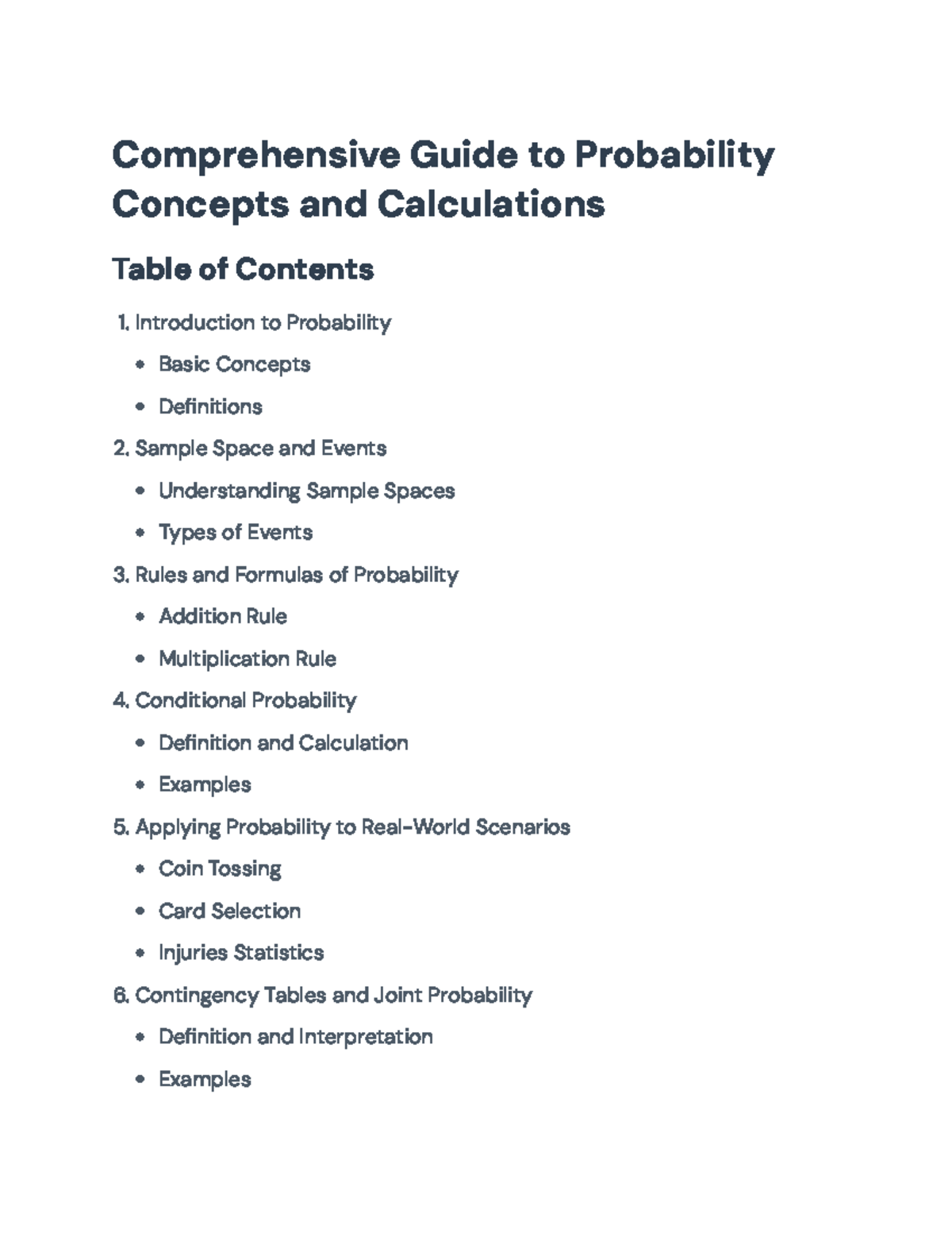 Comprehensive Guide to Probability Concepts and Calculations ...