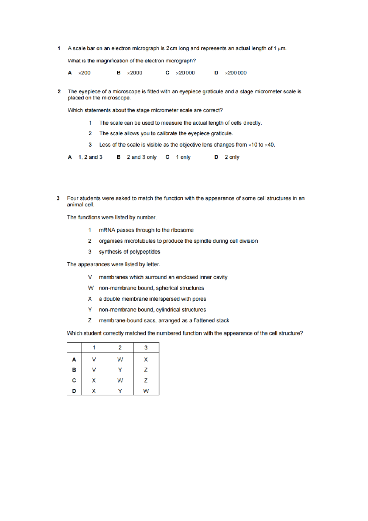 BIO MCQ 322 - Multiple Choice Questions for Biology Exam - Studocu