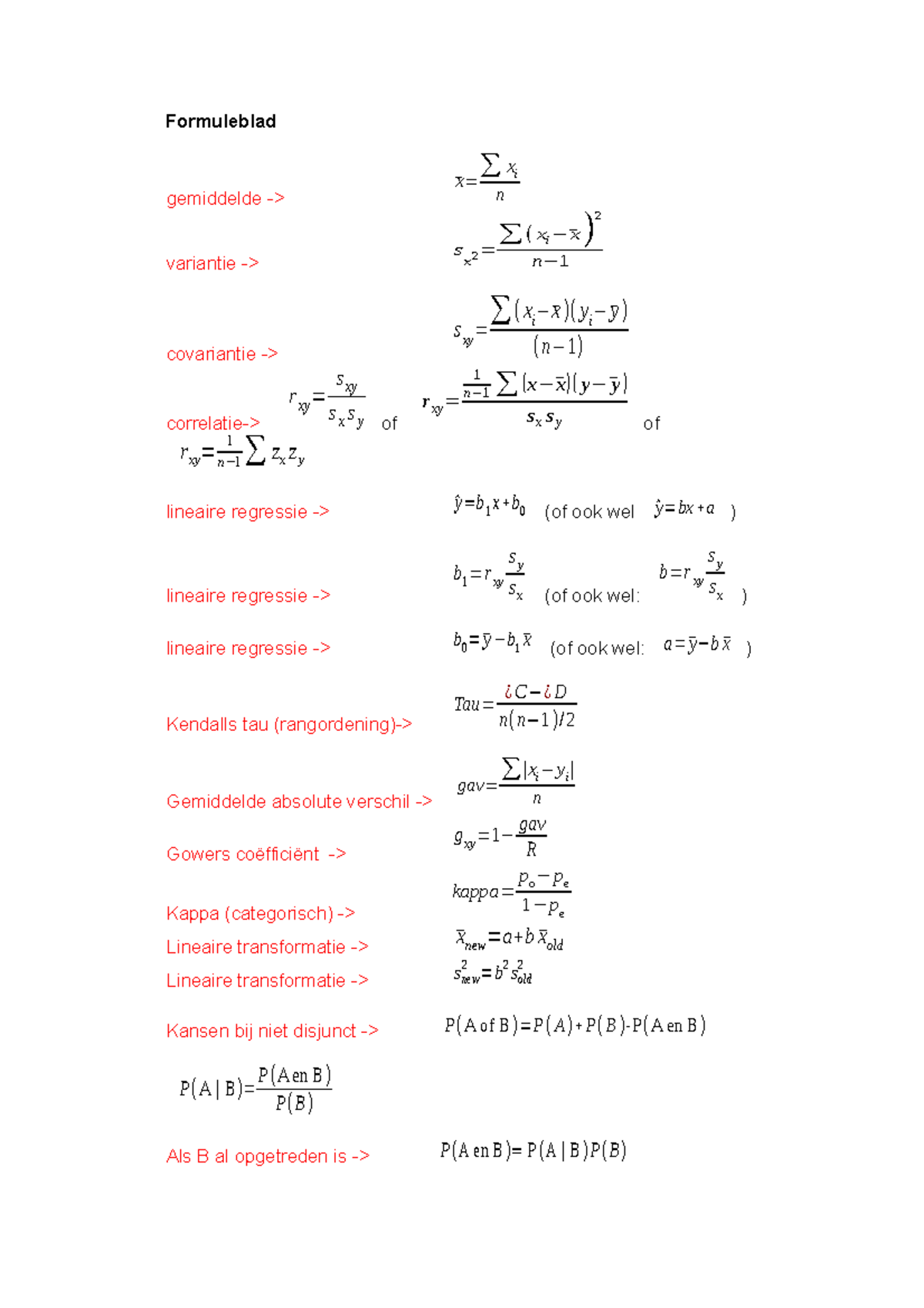 Formuleblad Inleiding Onderzoek: Statistische Formules en Concepten ...