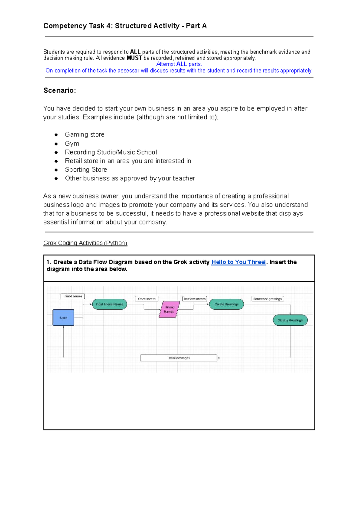 Competency Task 4: Structured Activity Part A - Business & Coding - Studocu