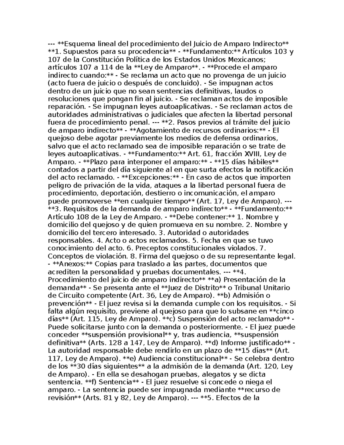 Esquema Lineal del Procedimiento del Juicio de Amparo Indirecto - Studocu