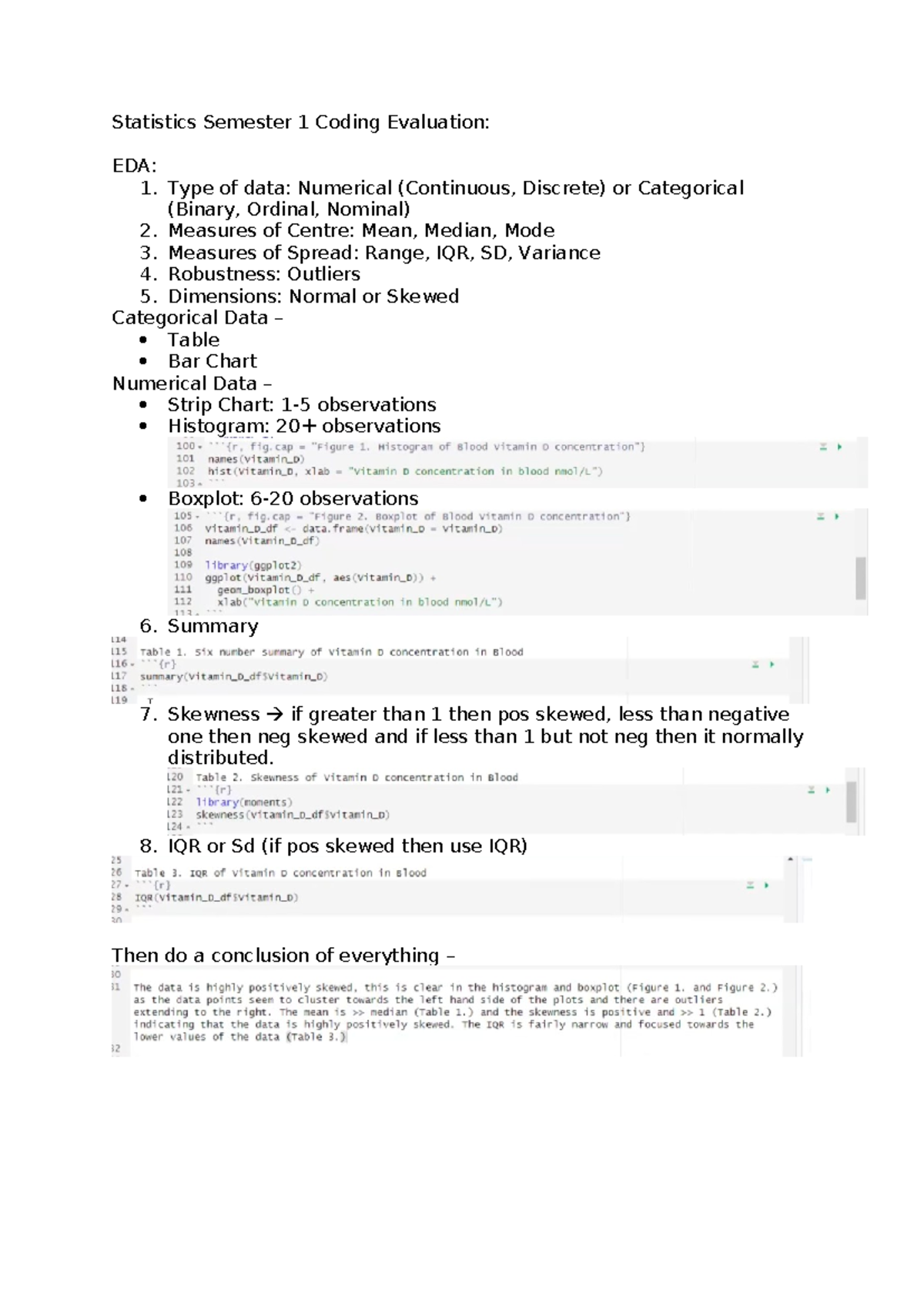 Statistics S1 Cheat Sheet: EDA & Hypothesis Testing Overview - Studocu