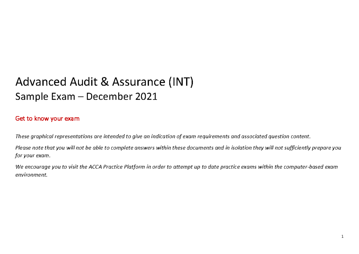 AAA (INT) Sample Exam Guide - December 2021 - Studocu