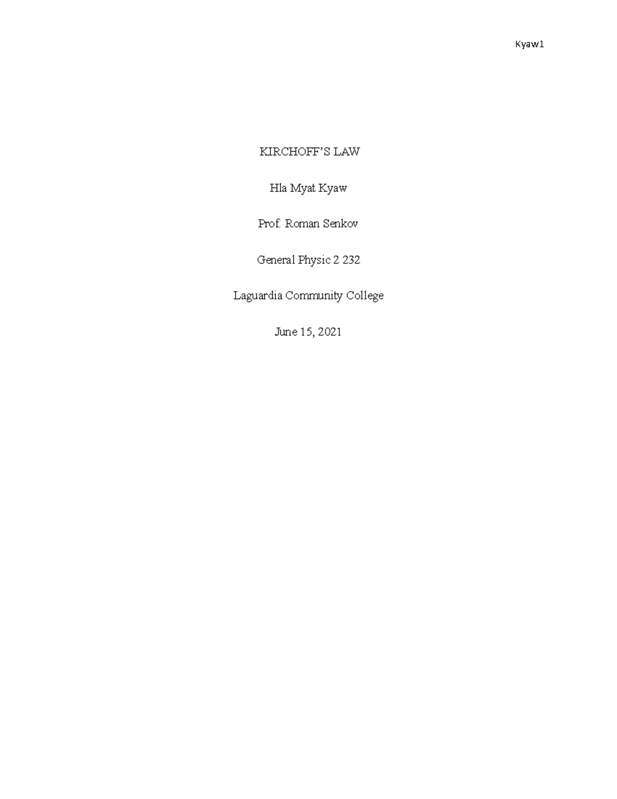 SCP232 General Physics Lab Report on Kirchhoff's Law - Studocu
