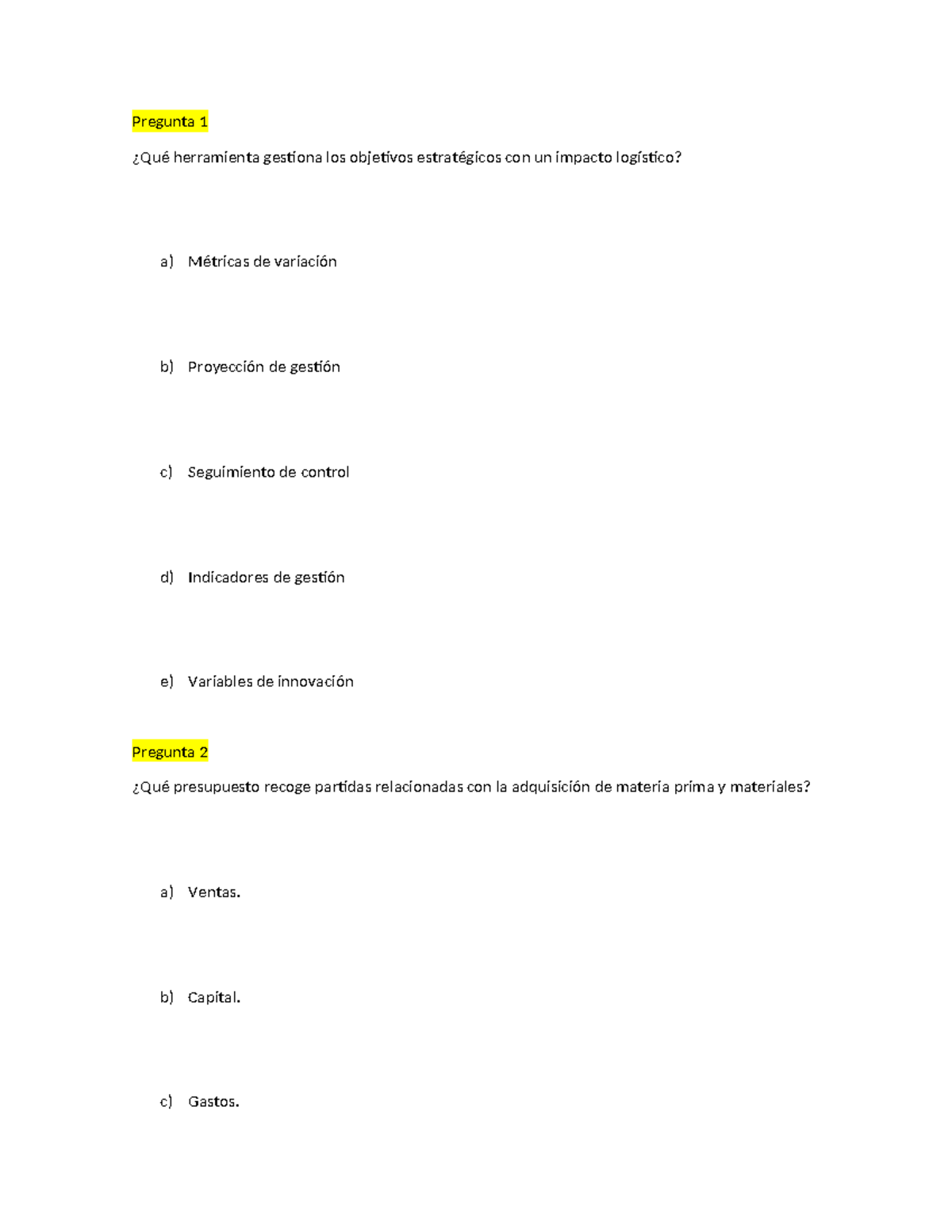 Examen Final DE Gestión Abastecimiento 2023 - Preguntas y Respuestas ...