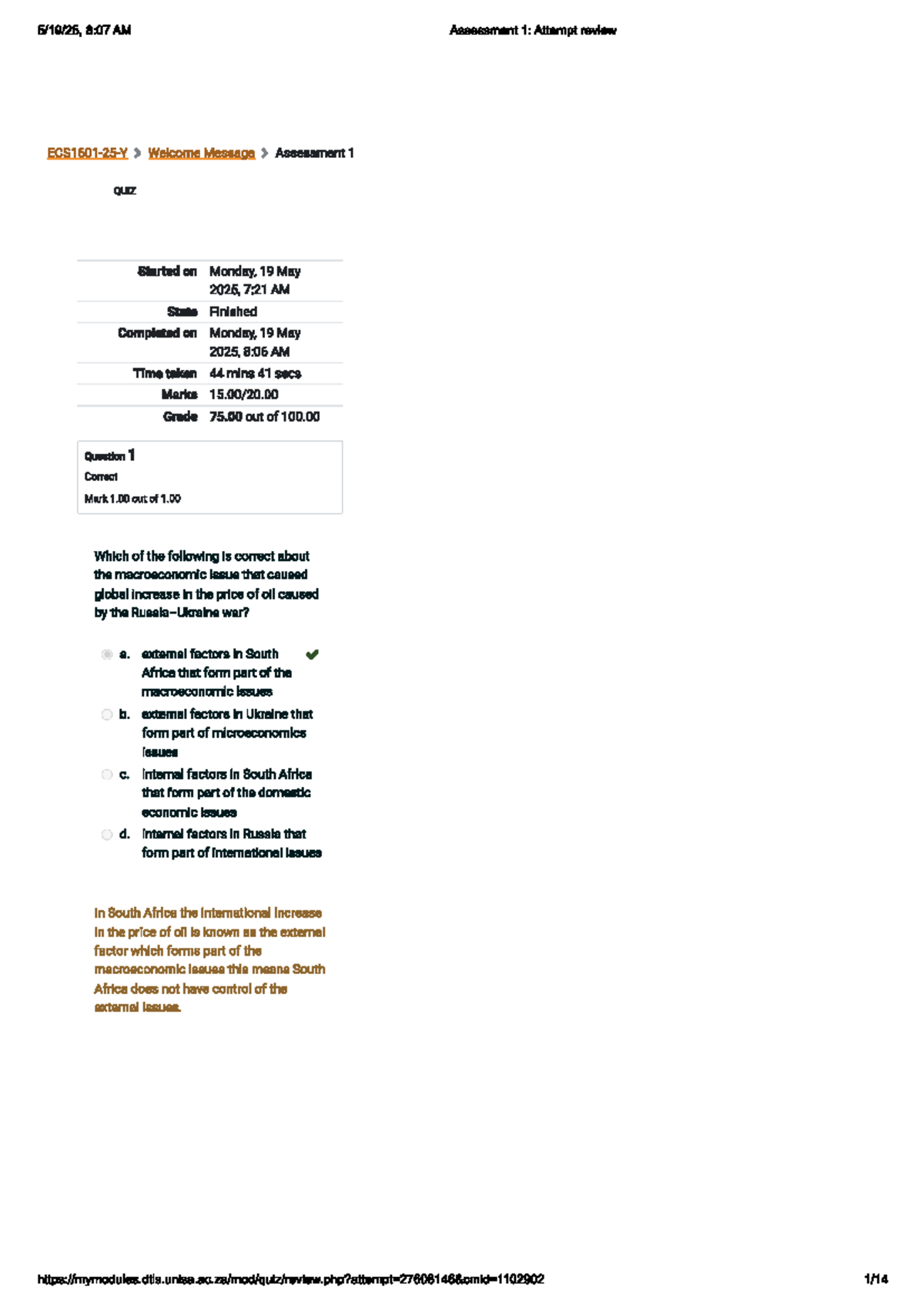 Assessment 1 (ECON101): Quiz Questions & Answers Review - Studocu