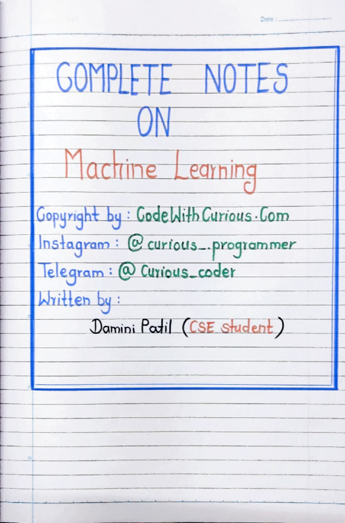 Complete ML Handwritten Notes for Course 250711 104649 - Studocu